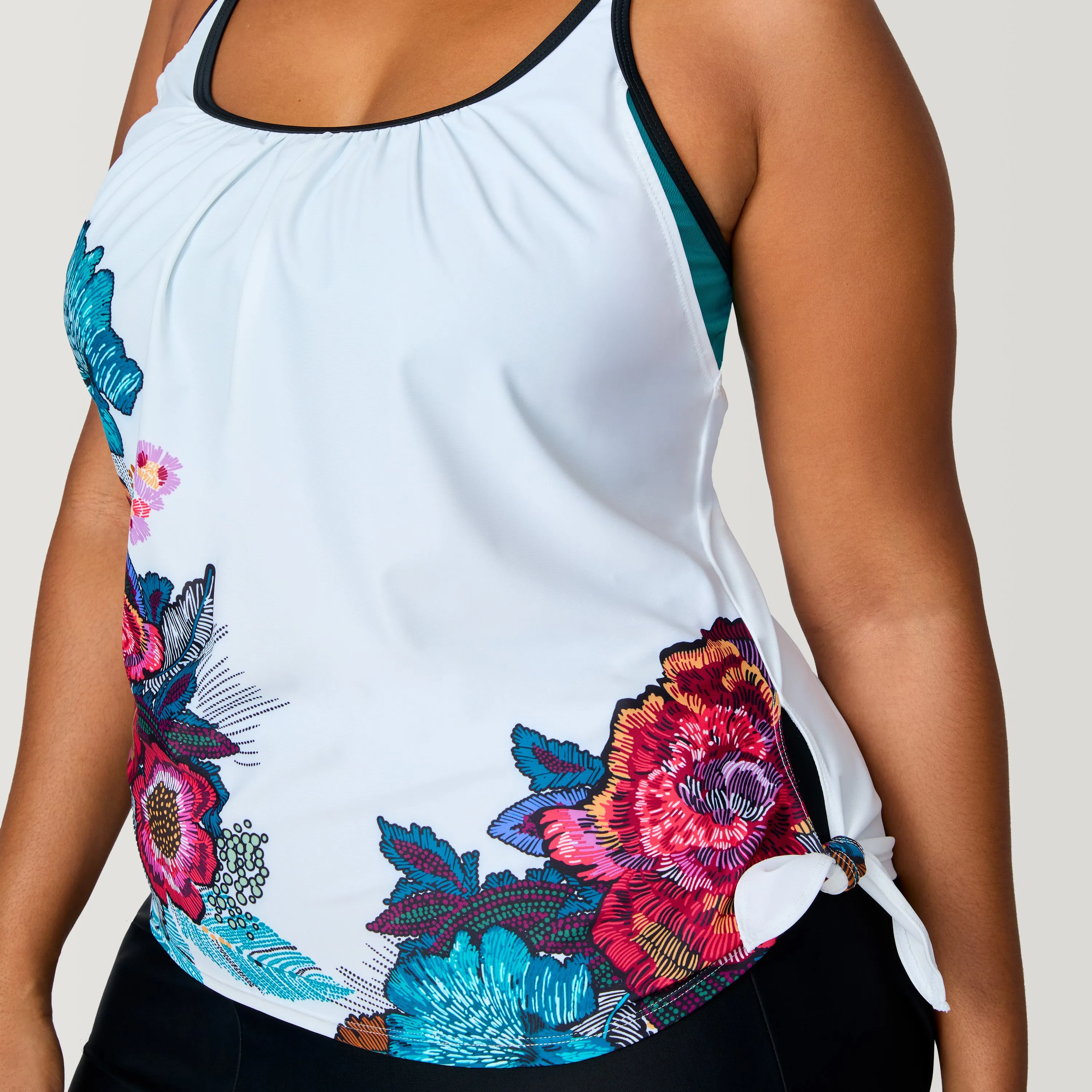 Women's Plus Size Seashore Blossom Side Tie Blouson Tankini Top sold by Free Country product image thumbnail 3