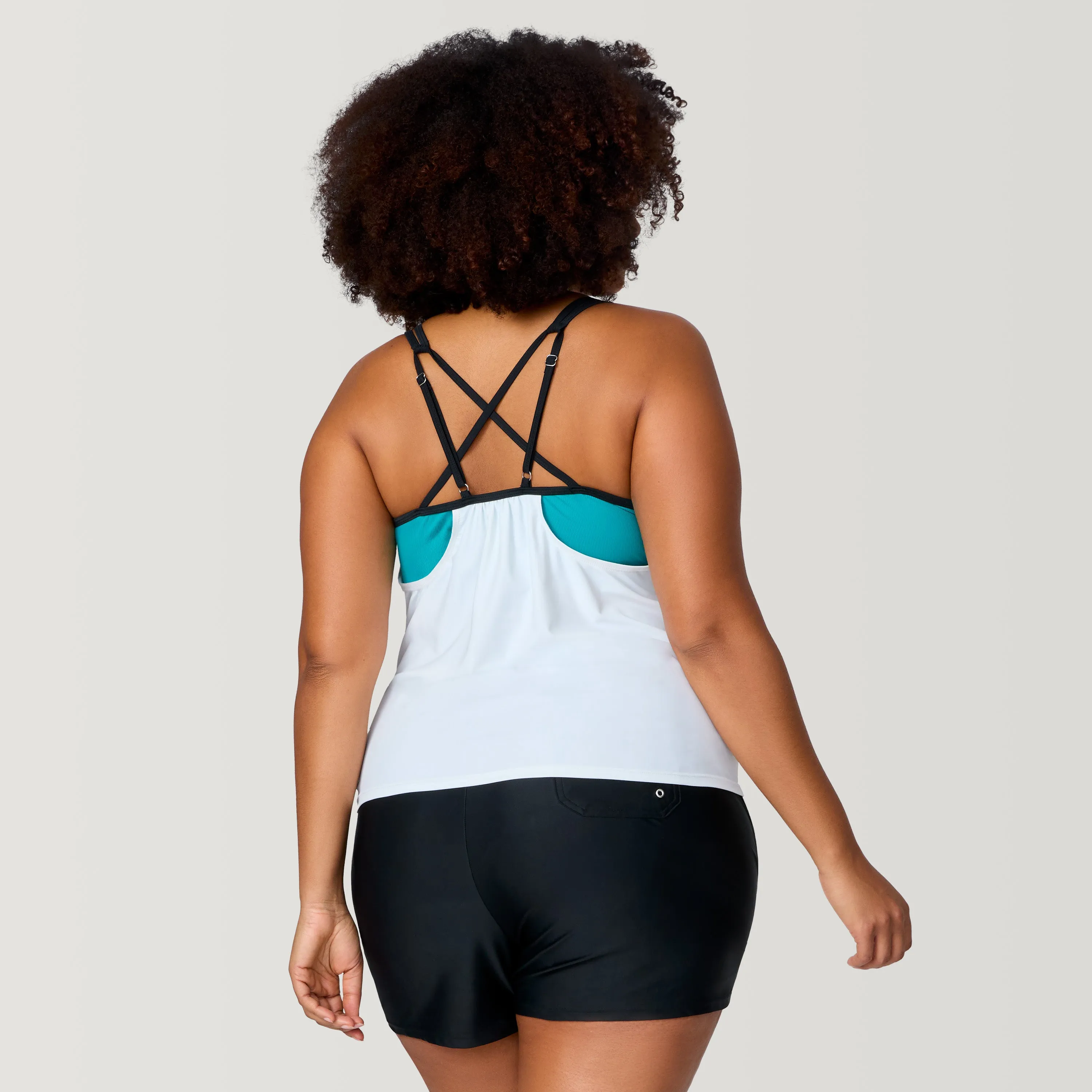 Women's Plus Size Seashore Blossom Side Tie Blouson Tankini Top sold by Free Country product image thumbnail 4