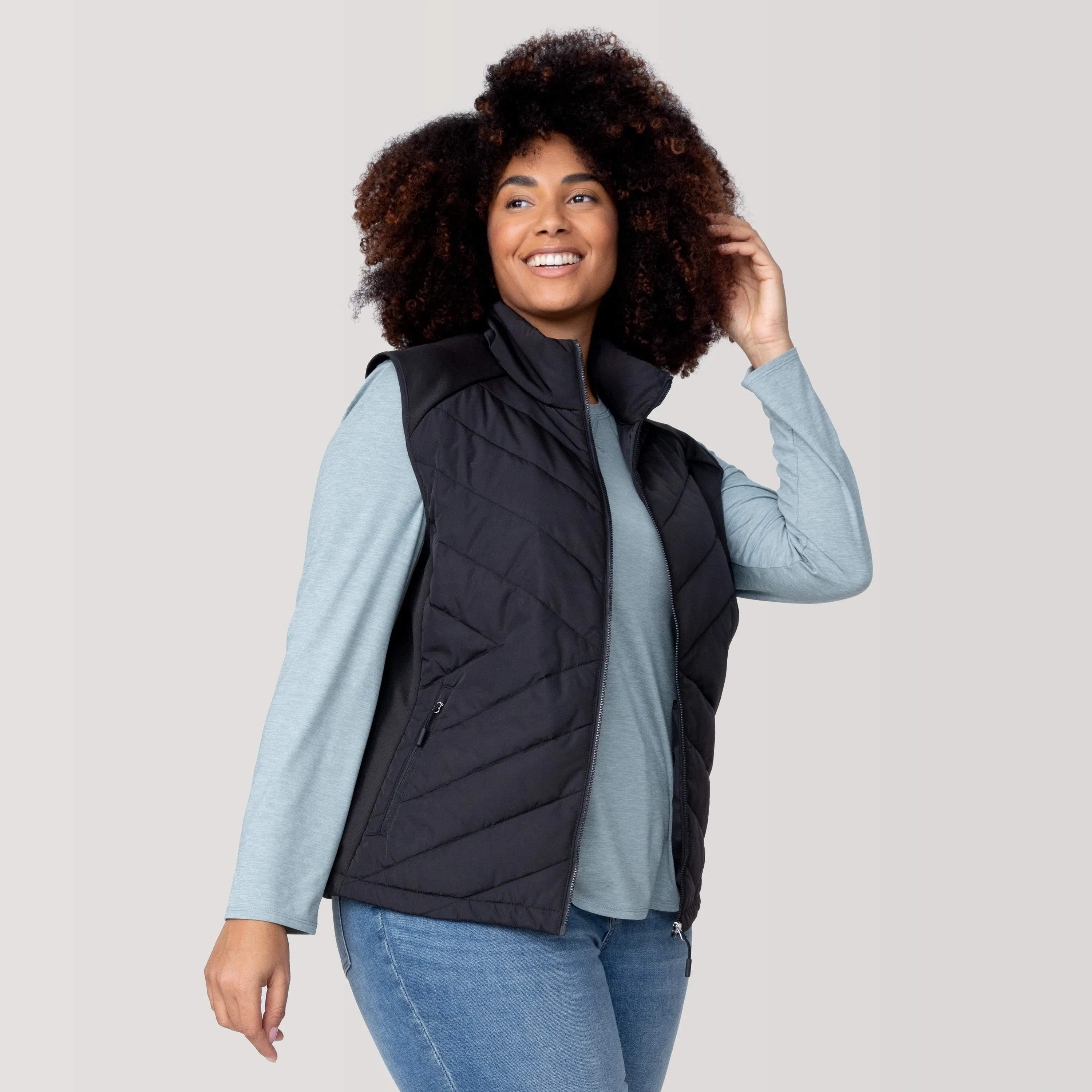 Women's Plus Size Quilted Hybrid Vest sold by Free Country product image thumbnail 3