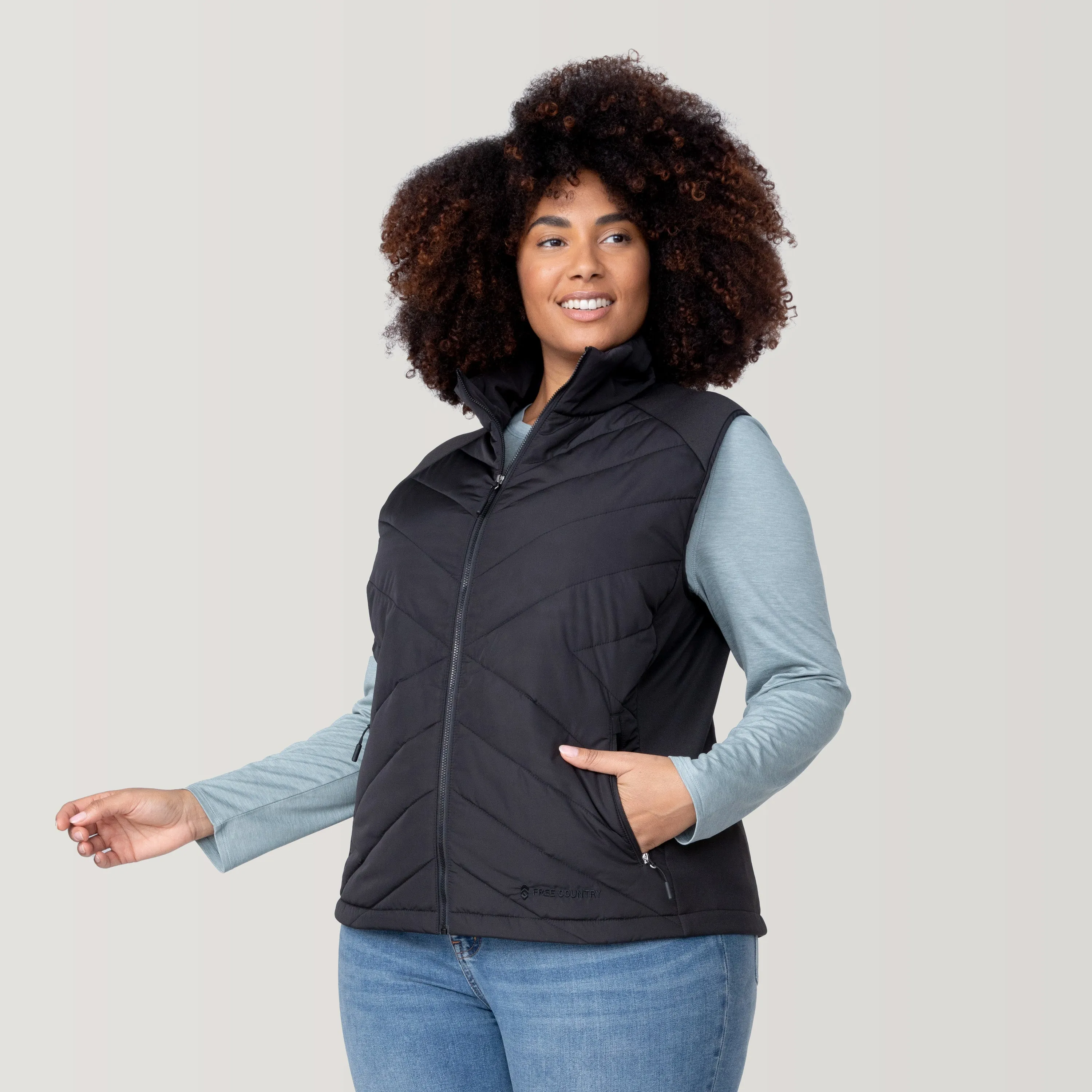 Women's Plus Size Quilted Hybrid Vest sold by Free Country product image thumbnail 2