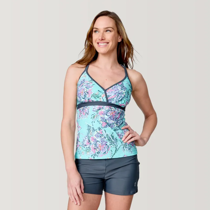 Women's Mosaic Garden Macrame Back Tankini Top sold by Free Country