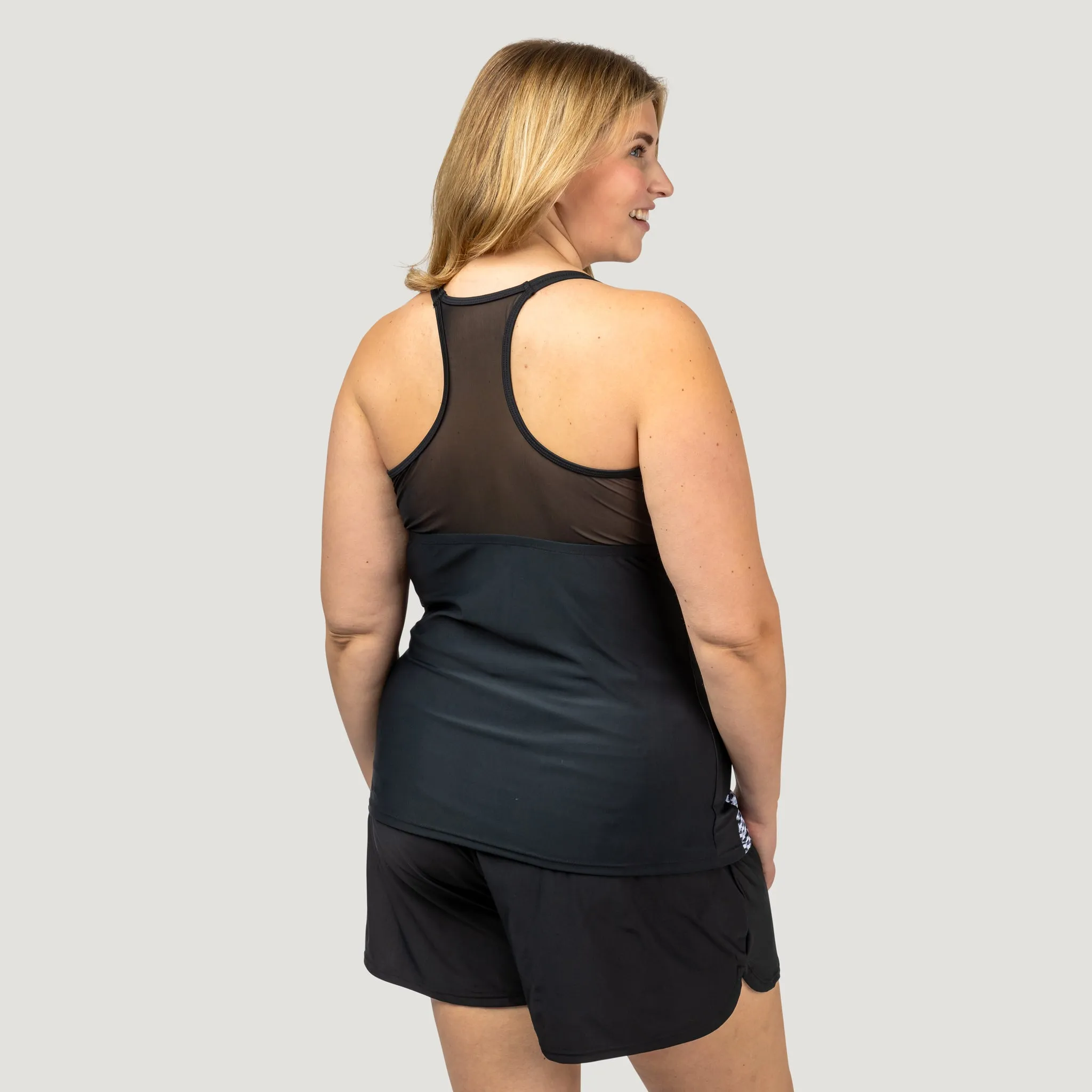 Women's Plus Size Crochet Wave Mesh Zip-Up Tankini Top sold by Free Country product image thumbnail 4