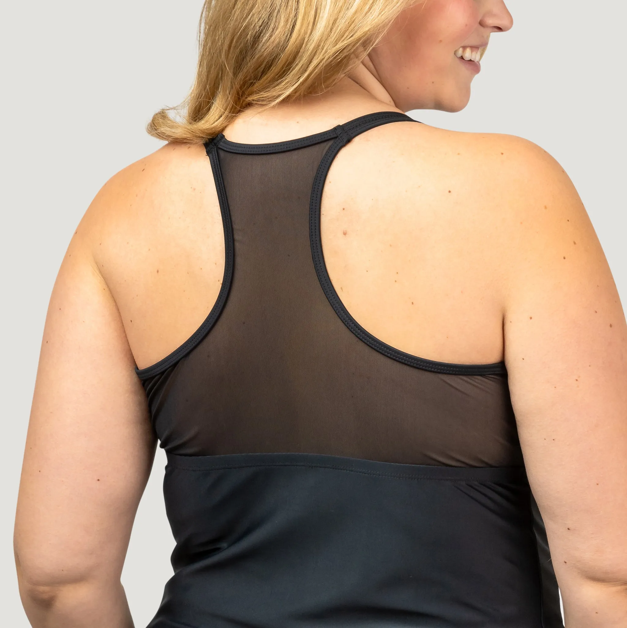 Women's Plus Size Crochet Wave Mesh Zip-Up Tankini Top sold by Free Country product image thumbnail 2