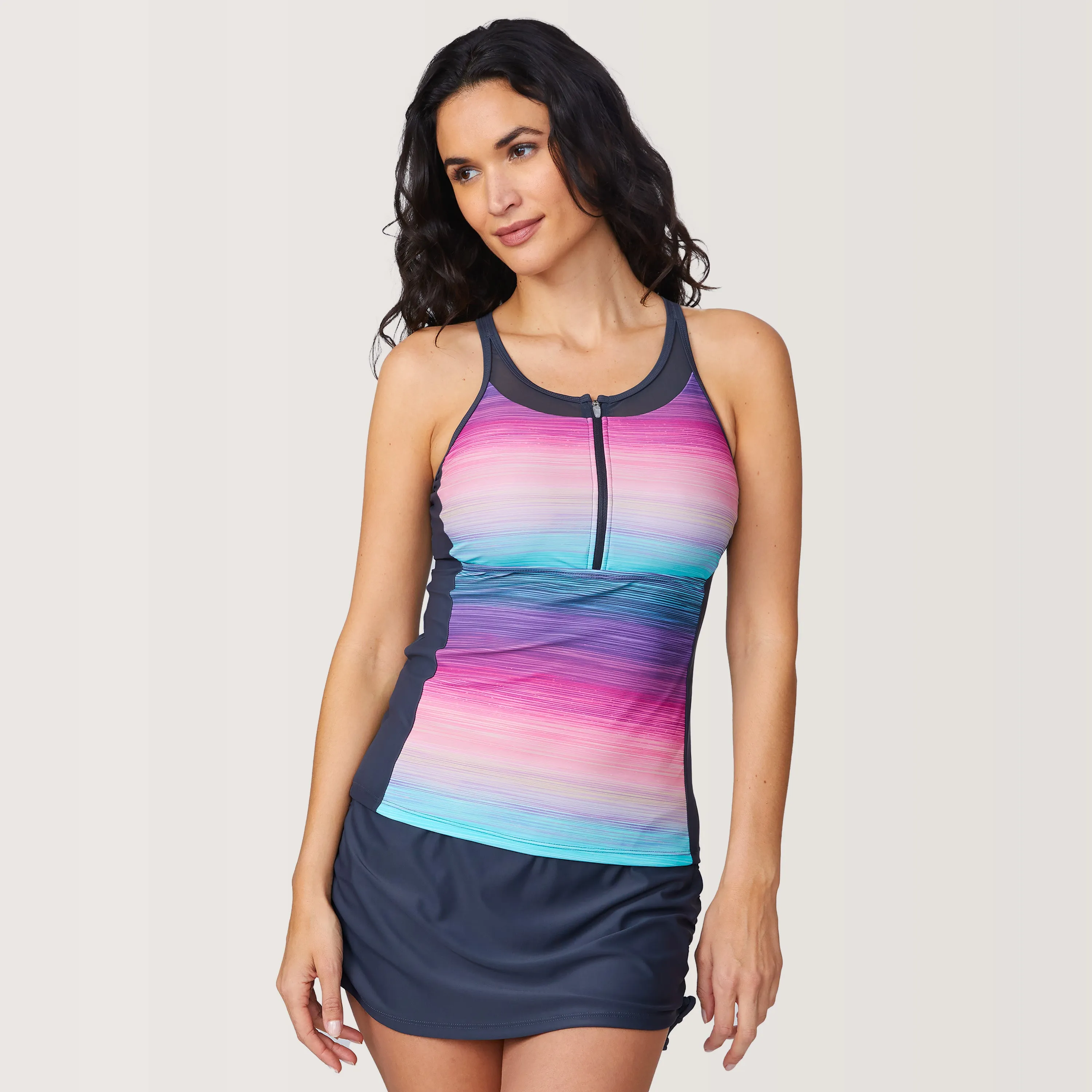 Women's Mirage Mesh Zip-Up Tankini Top sold by Free Country product image thumbnail 3