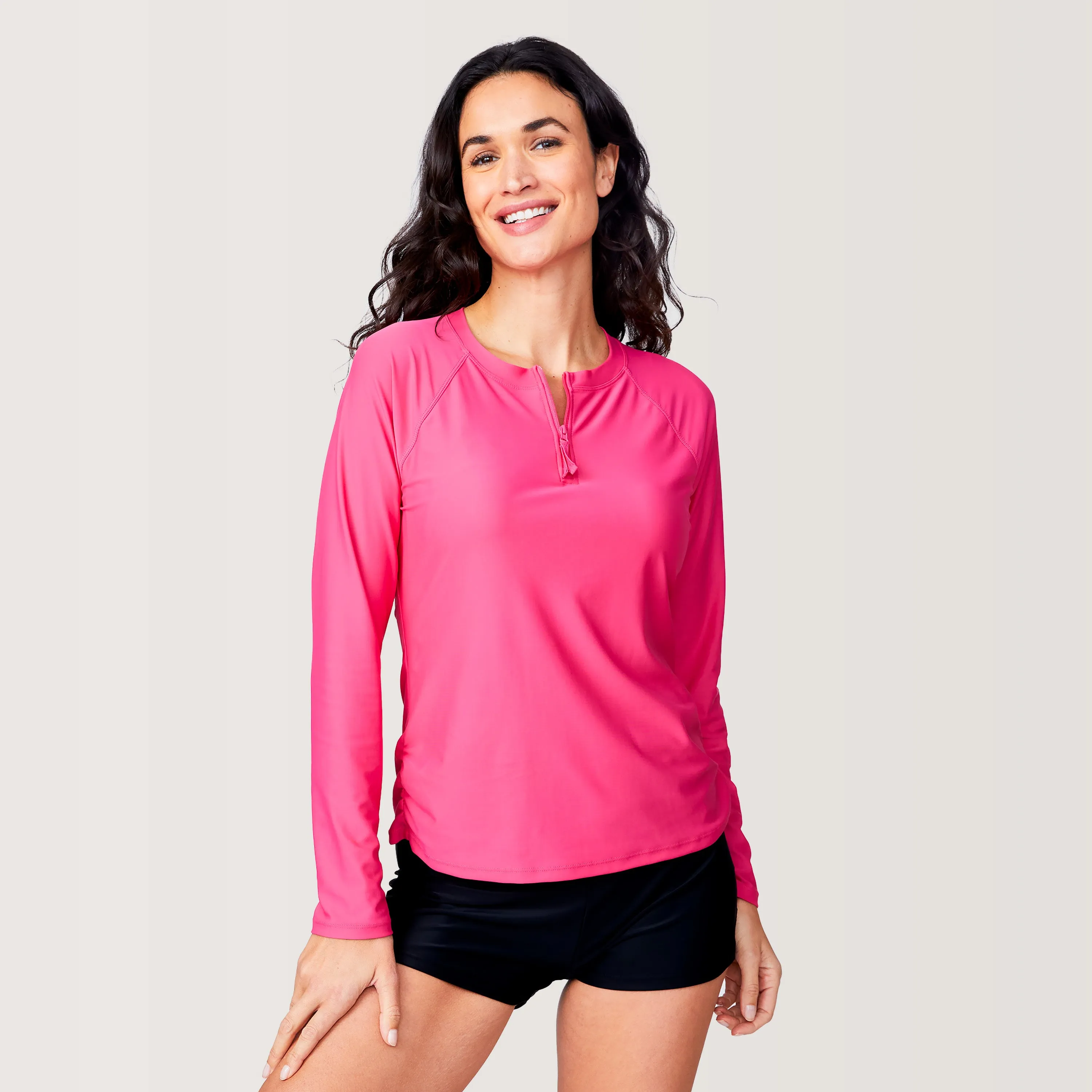 Women's Long Sleeve Zip Swim Shirt with Built-in Bra sold by Free Country