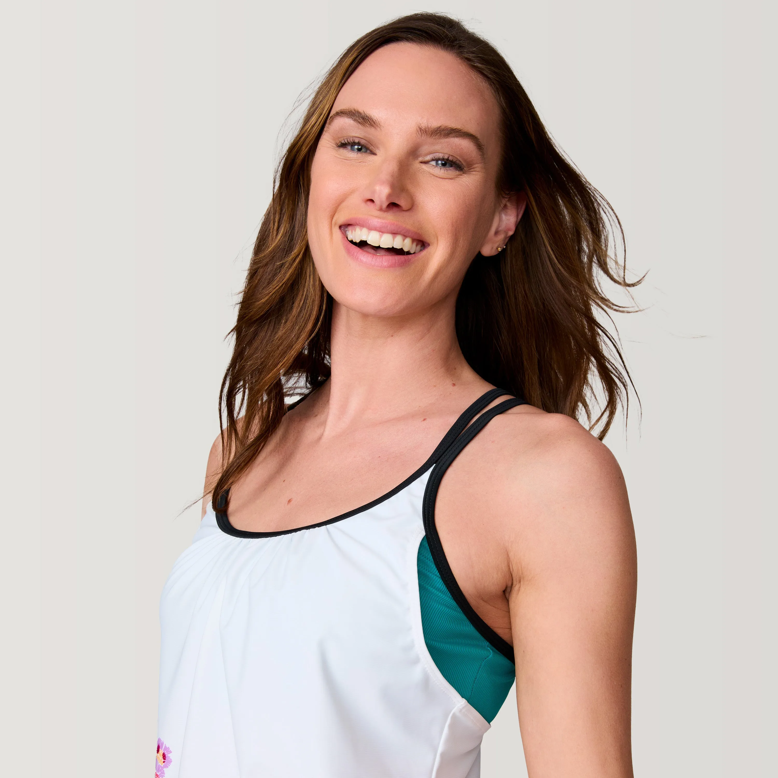 Women's Macrame Floral Side Tie Blouson Tankini Top sold by Free Country product image thumbnail 3