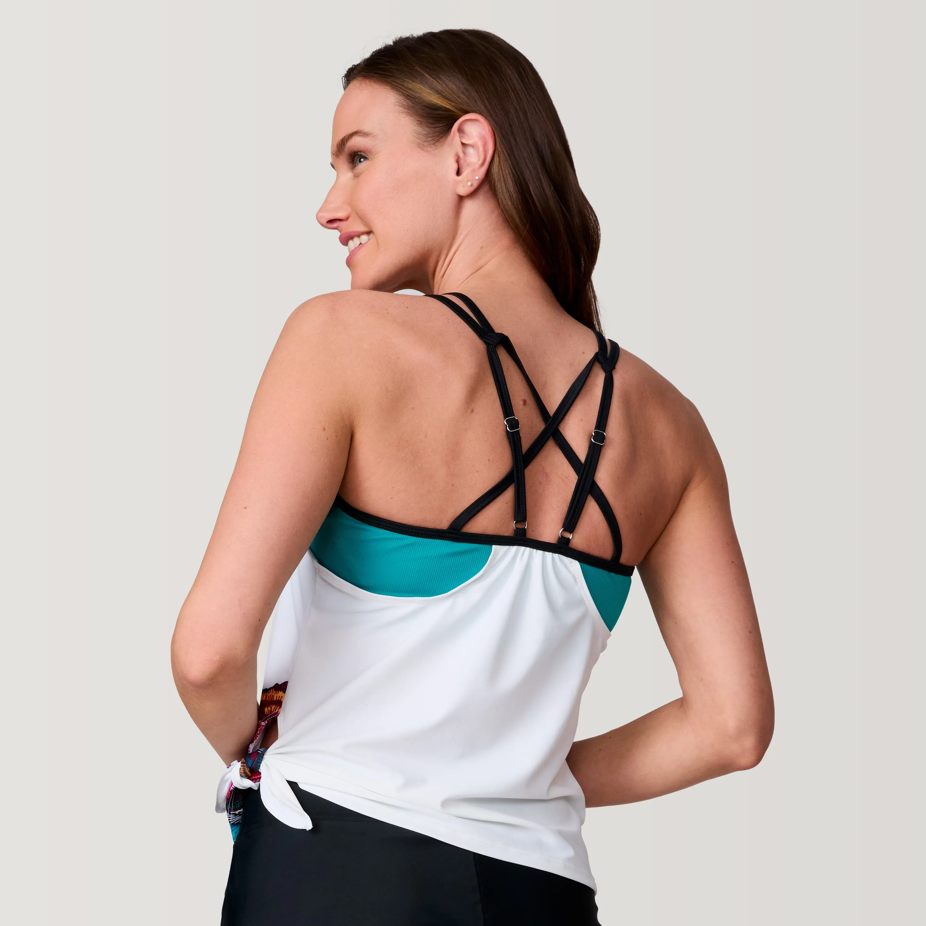 Women's Macrame Floral Side Tie Blouson Tankini Top sold by Free Country product image thumbnail 5