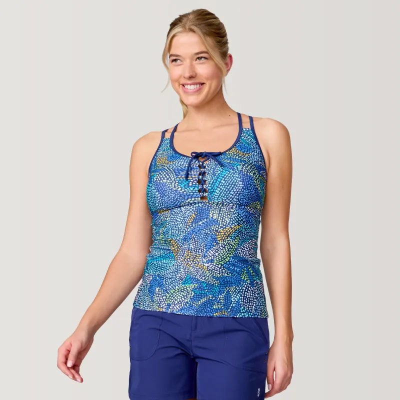 Women's Fresco Lace-Up Racerback Tankini Top sold by Free Country