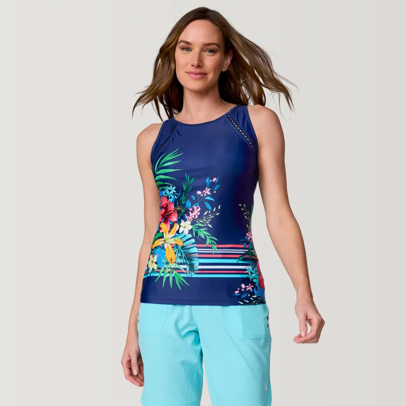Women's Seashore Blossom High Neck Tankini Top sold by Free Country