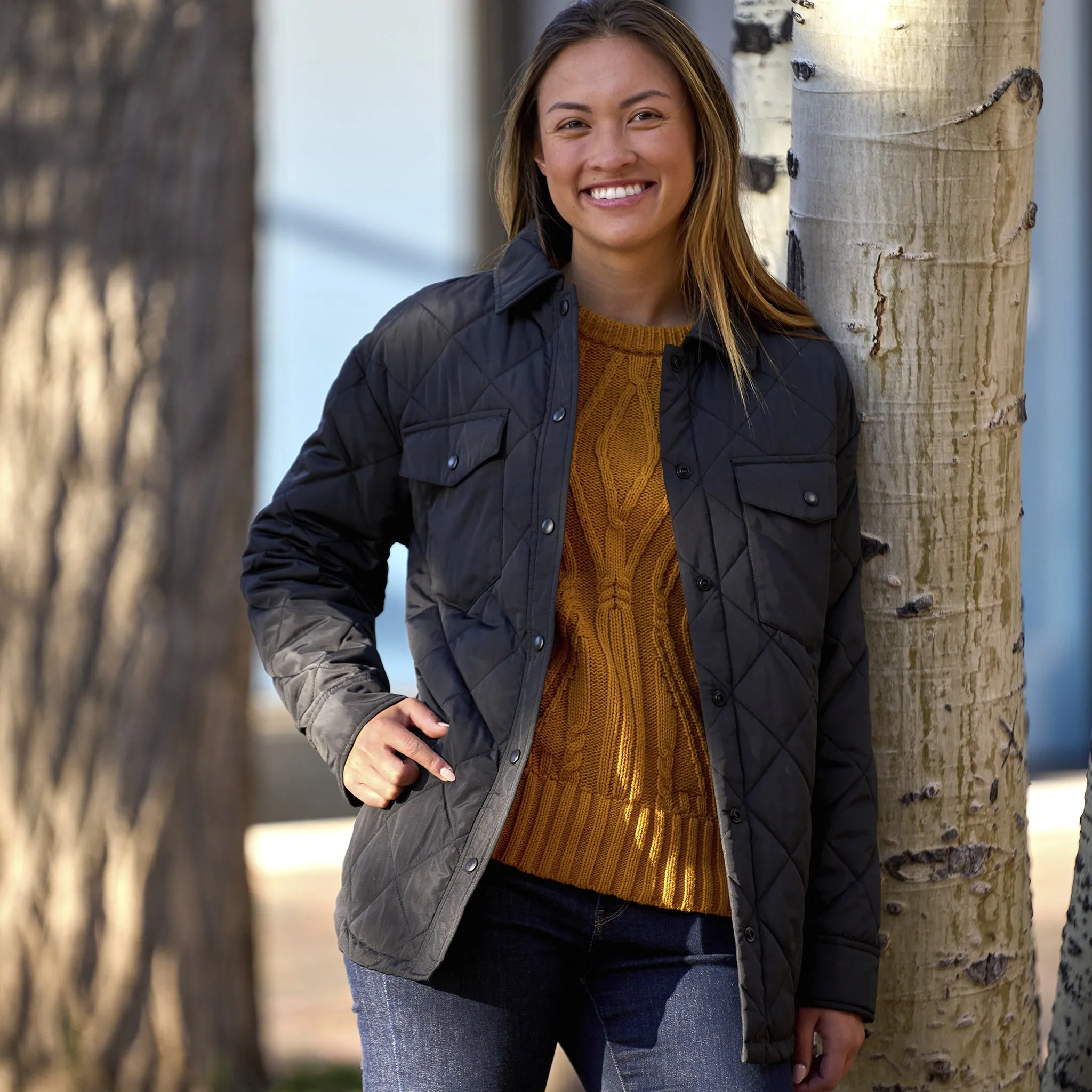 Women's Trailblazer Quilted Shacket sold by Free Country