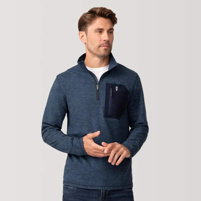 Men's Sueded Spacedye Quarter Zip Long Sleeve Shirt sold by Free Country