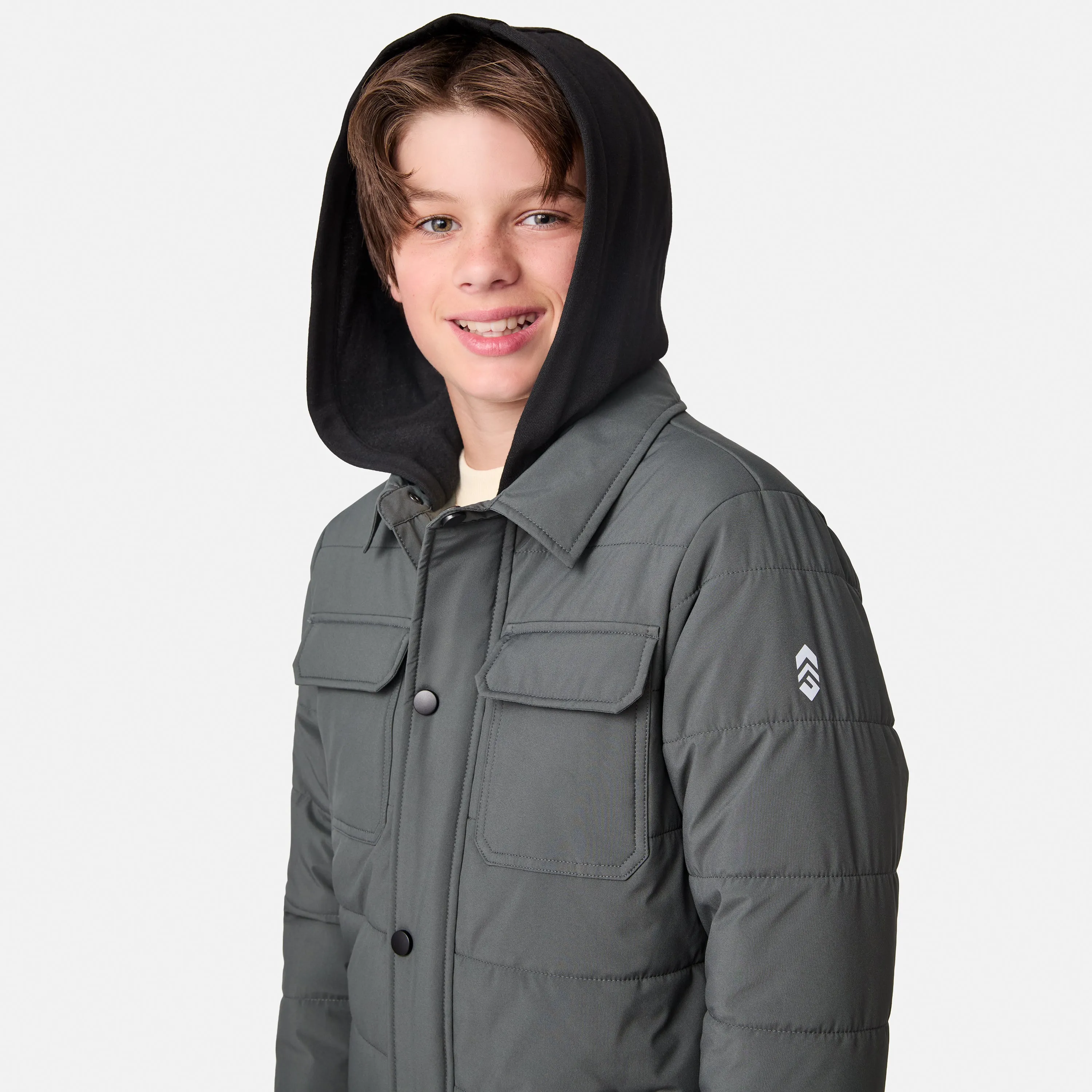 Boys' Trail Puffer Hoodie Shacket sold by Free Country product image thumbnail 2