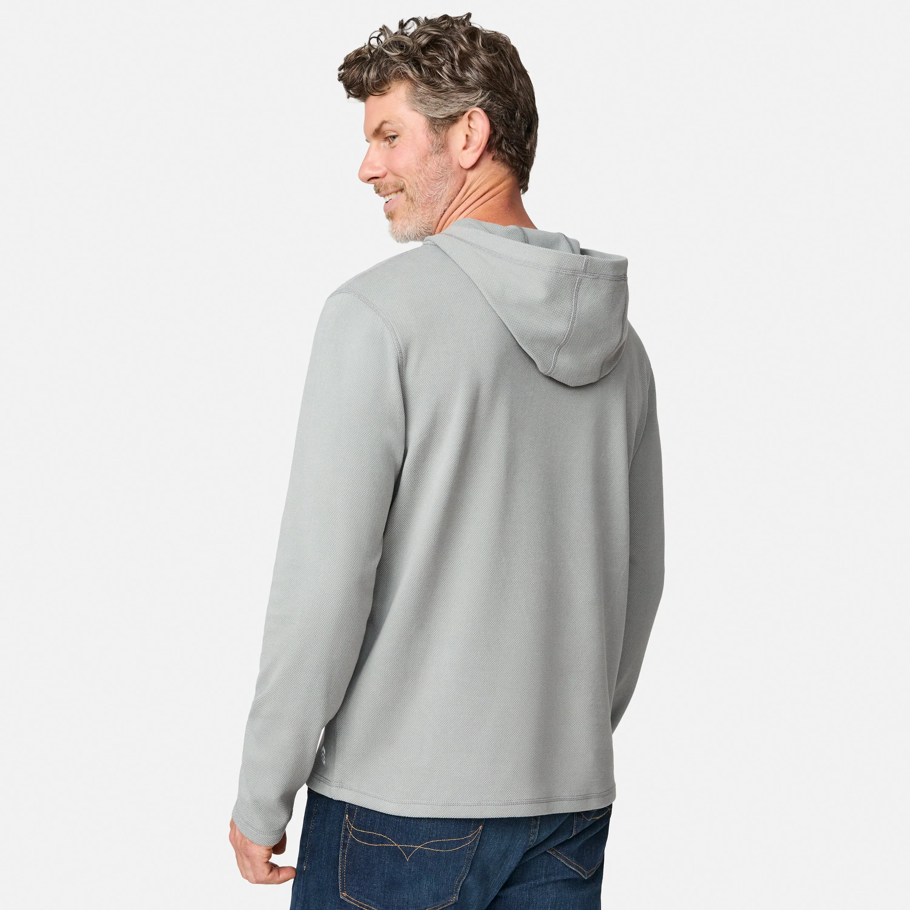 Men's Sueded Pique Microtech® Long Sleeve Hoodie sold by Free Country product image thumbnail 3