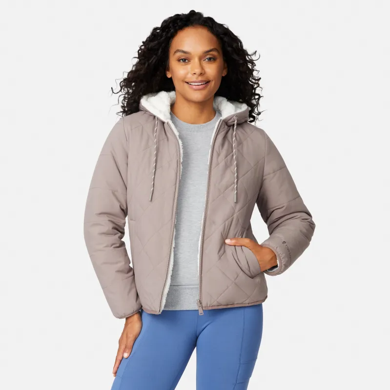 Women's Hooded Cirrus Quilted Reversible Jacket sold by Free Country