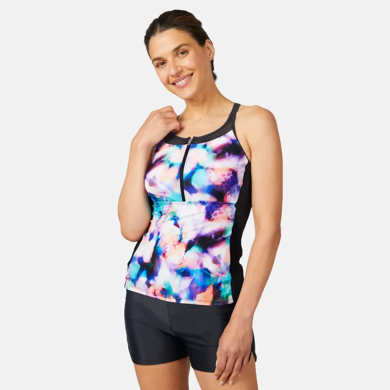 Women's Prism Floral Zip-Up Tankini Top sold by Free Country