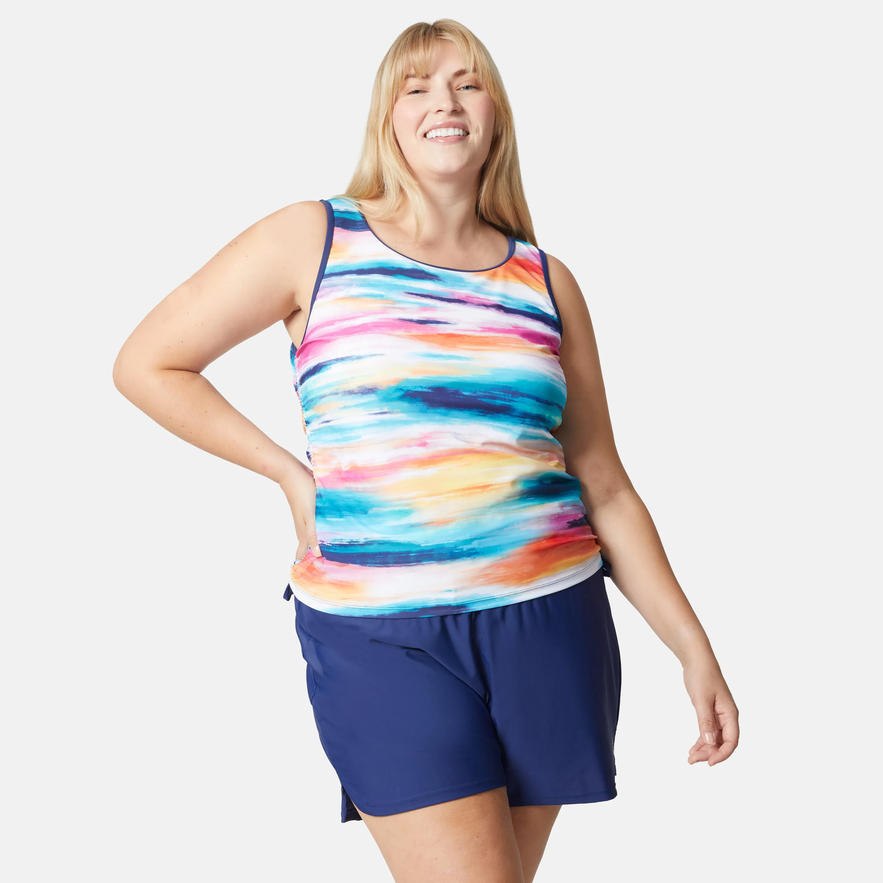 Women's Plus Size Horizon Full Side Shirring Tankini Top sold by Free Country product image thumbnail 3