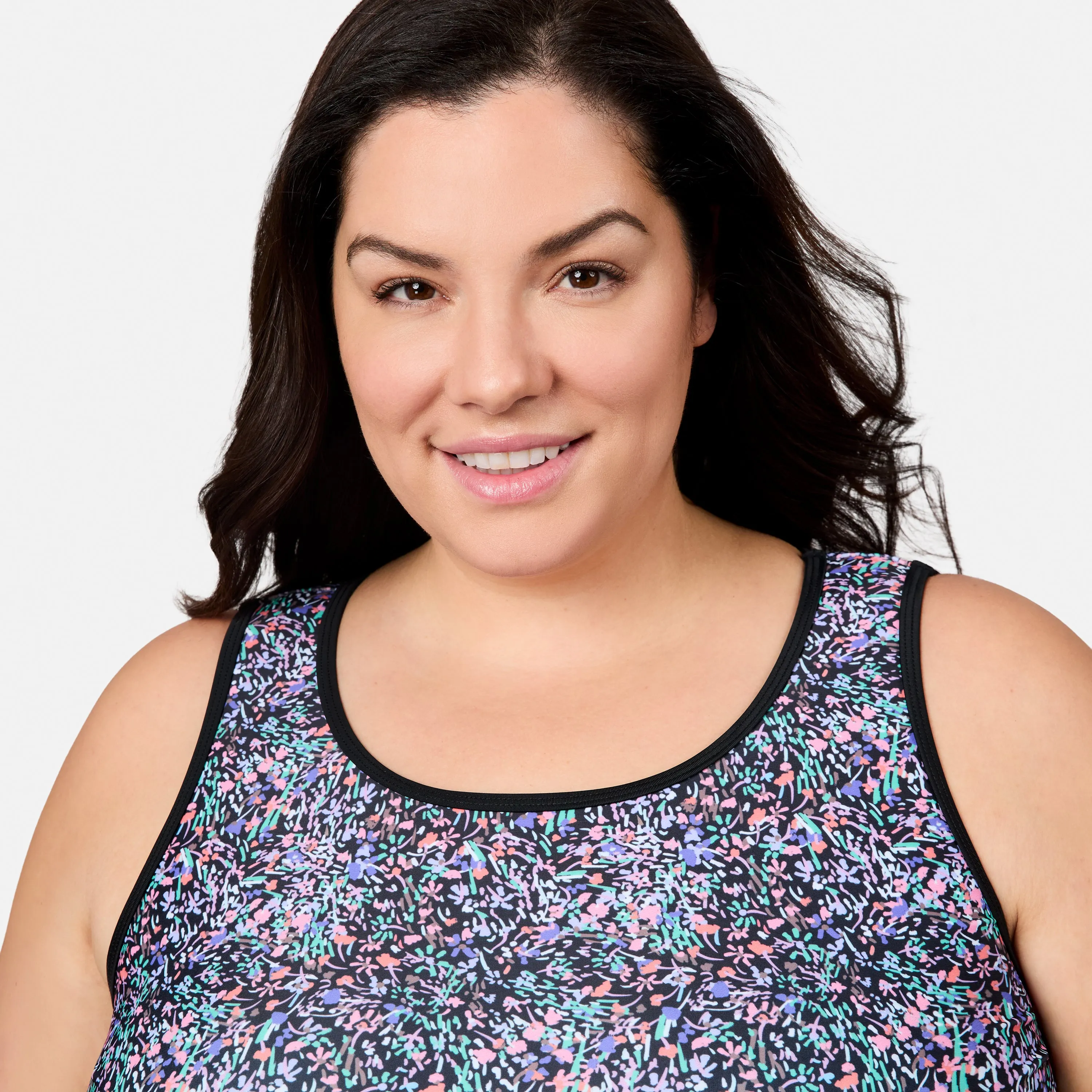 Women's Plus Size Bursting Blooms Full Side Shirring Tankini Top sold by Free Country product image thumbnail 3