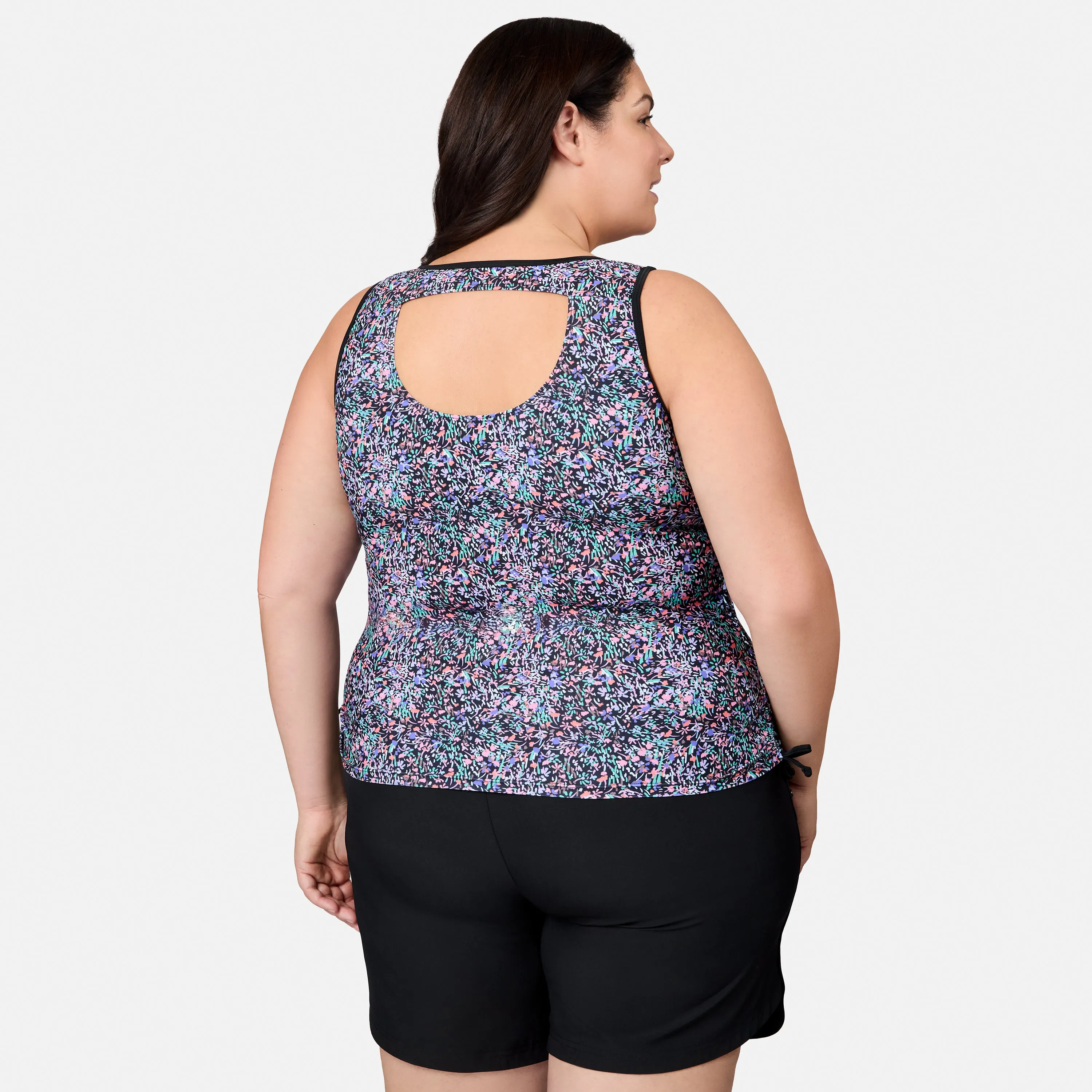 Women's Plus Size Bursting Blooms Full Side Shirring Tankini Top sold by Free Country product image thumbnail 5