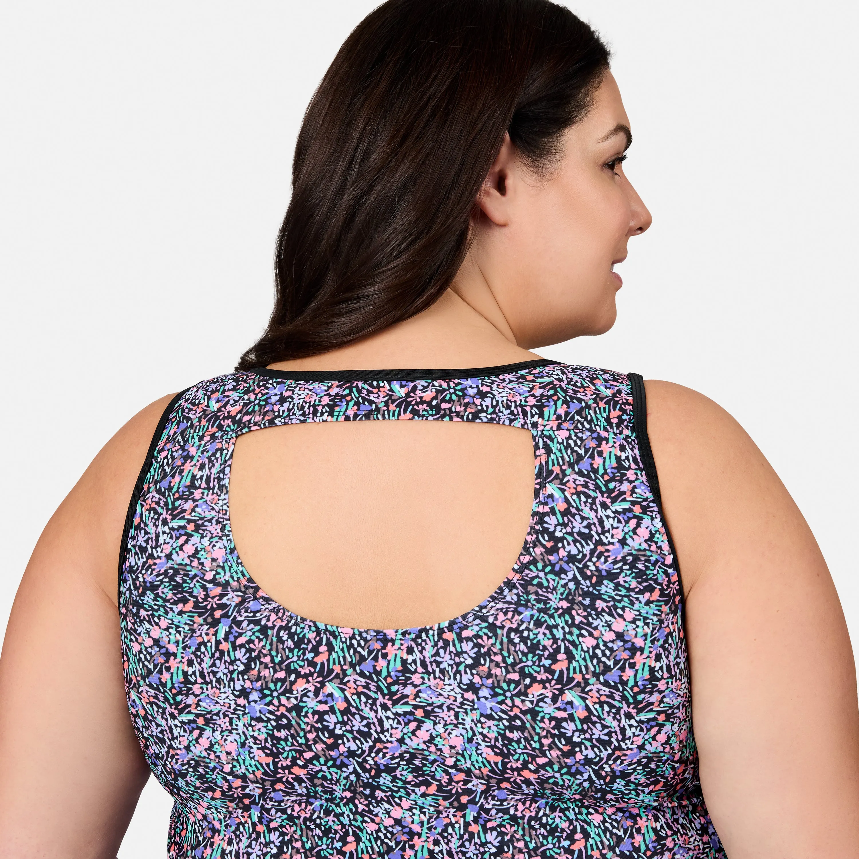 Women's Plus Size Bursting Blooms Full Side Shirring Tankini Top sold by Free Country product image thumbnail 2