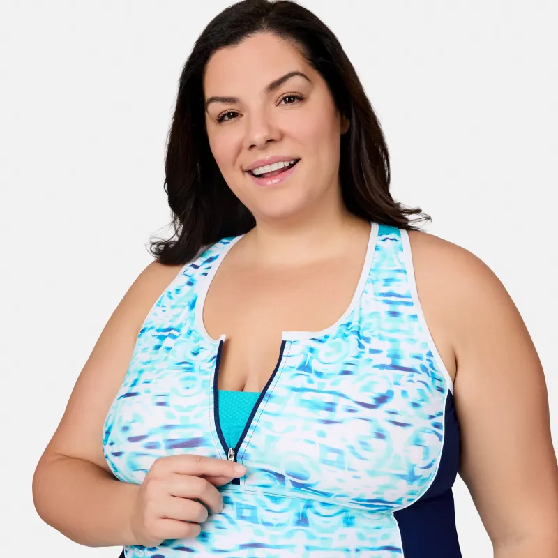 Women's Plus Size Mirage Mesh Racerback Tankini Top made by Free Country