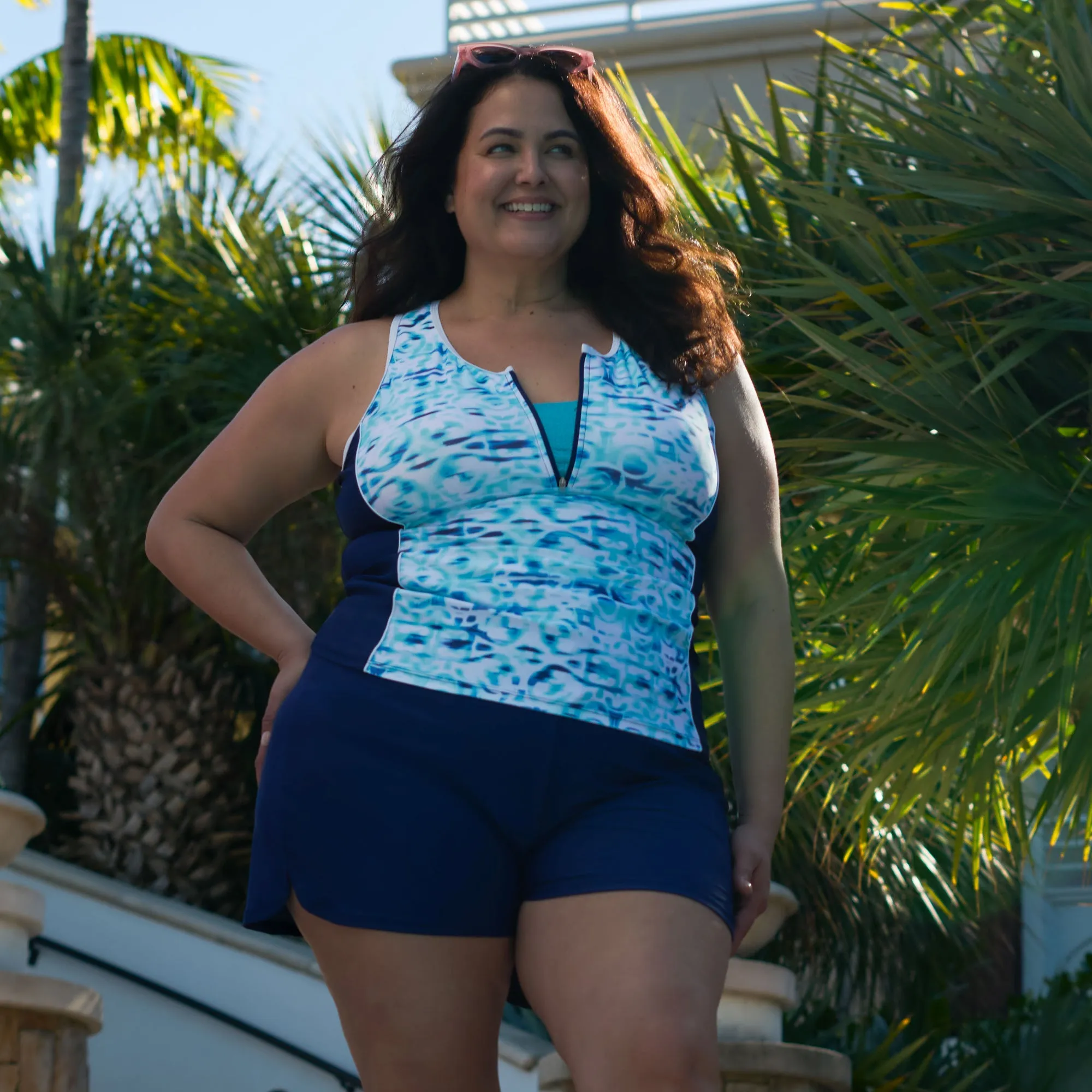 Women's Plus Size Mirage Mesh Racerback Tankini Top sold by Free Country product image thumbnail 2