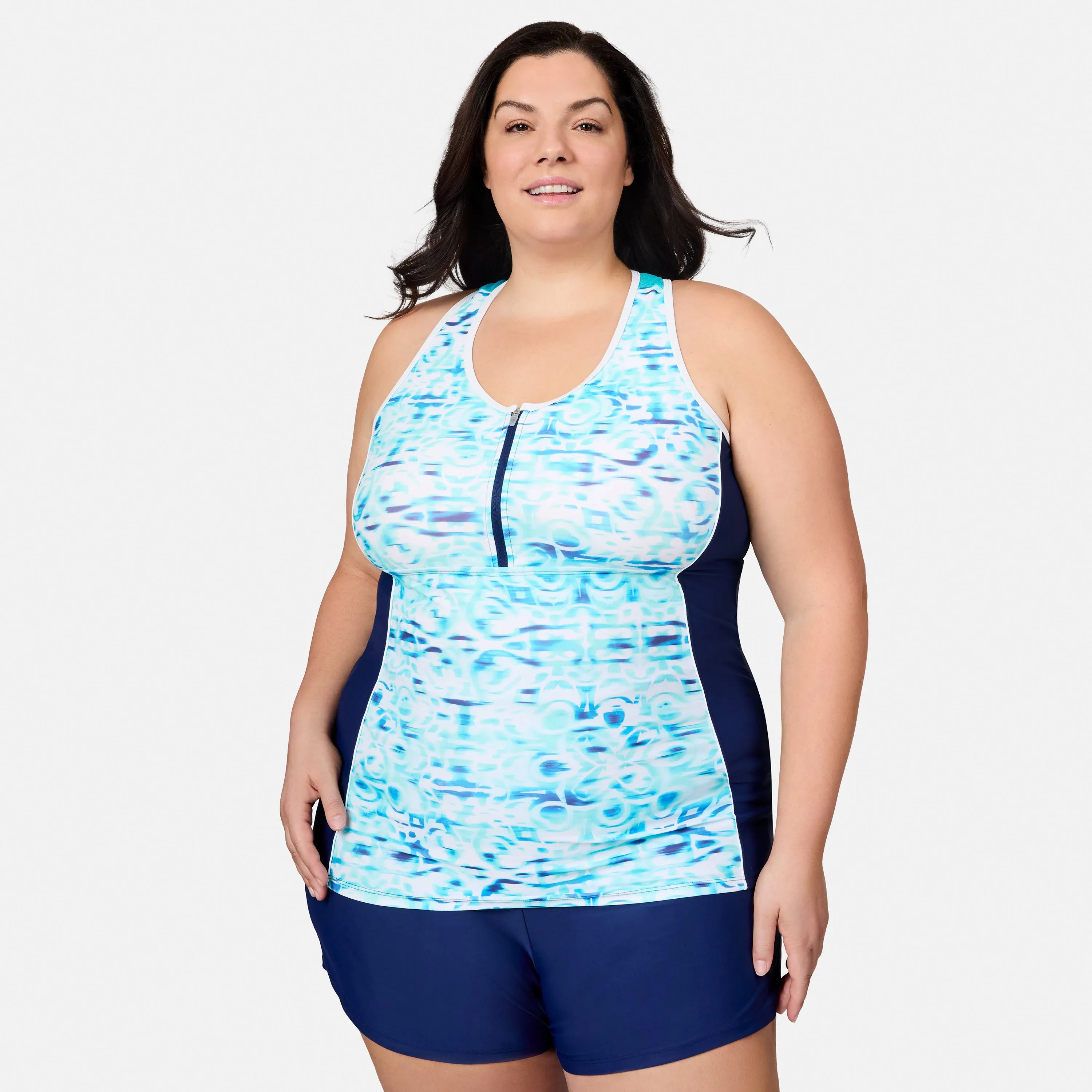 Women's Plus Size Mirage Mesh Racerback Tankini Top sold by Free Country product image thumbnail 3