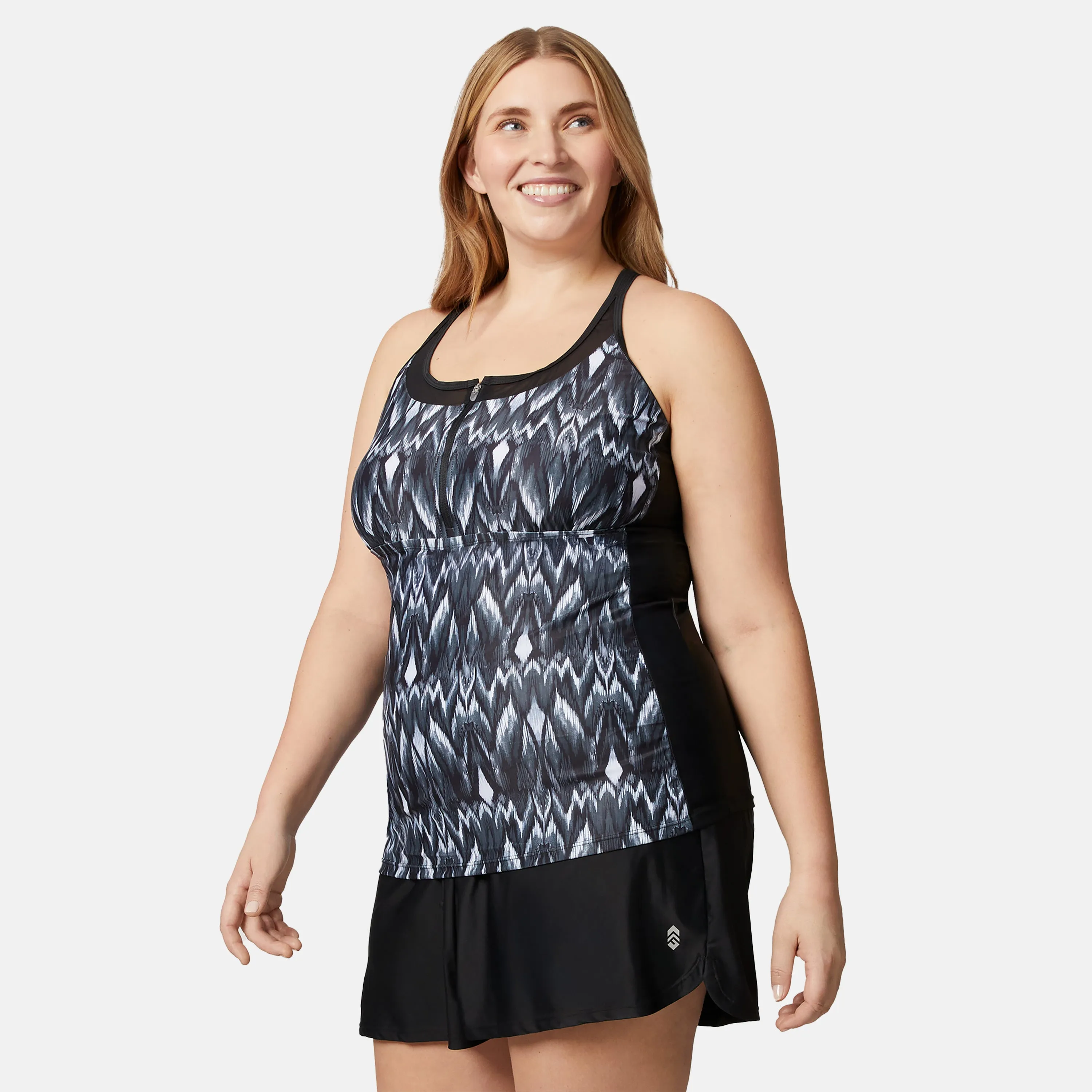 Women's Plus Size Tango Mesh Zip Up Racerback Tankini Top sold by Free Country product image thumbnail 2