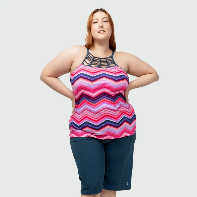 Women's Plus Size High Neck Braided Tankini Top made by Free Country