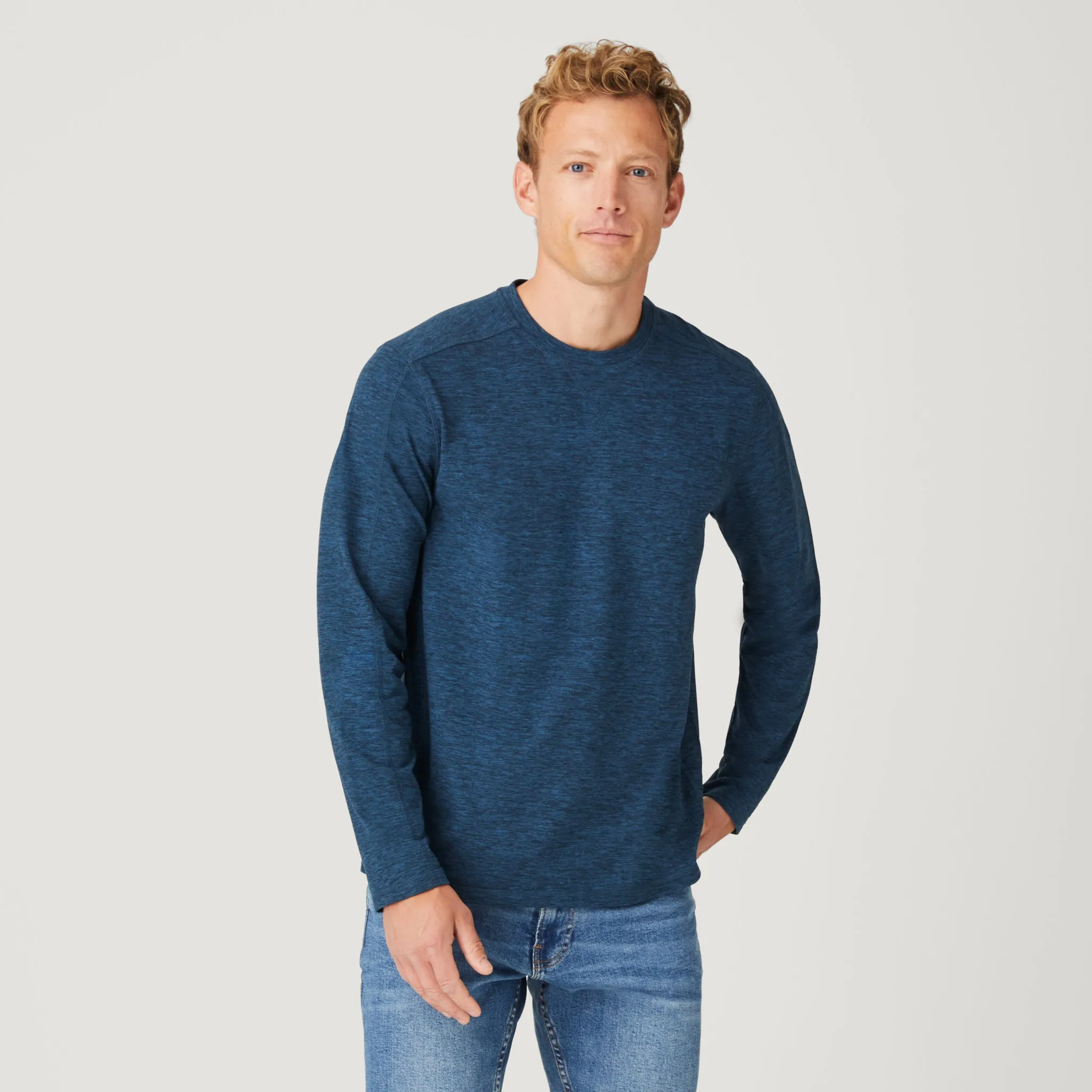 Men's FreeCycle® Sueded Spacedye Long Sleeve Crew Neck sold by Free Country product image thumbnail 3
