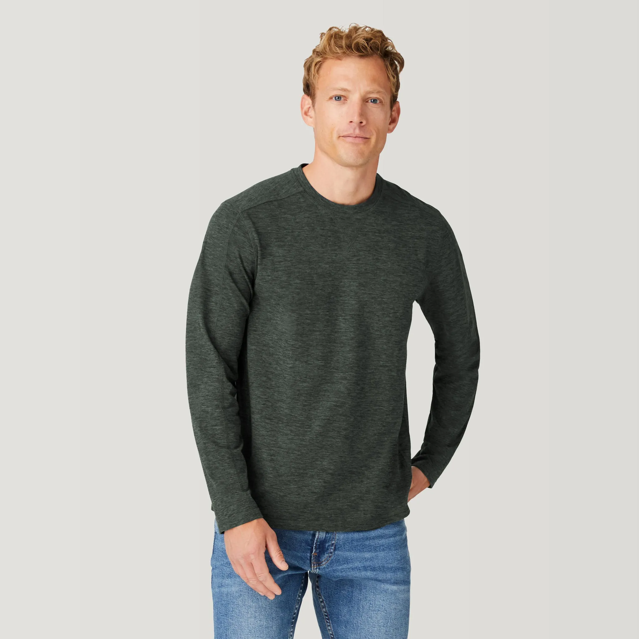 Men's FreeCycle® Sueded Spacedye Long Sleeve Crew Neck sold by Free Country