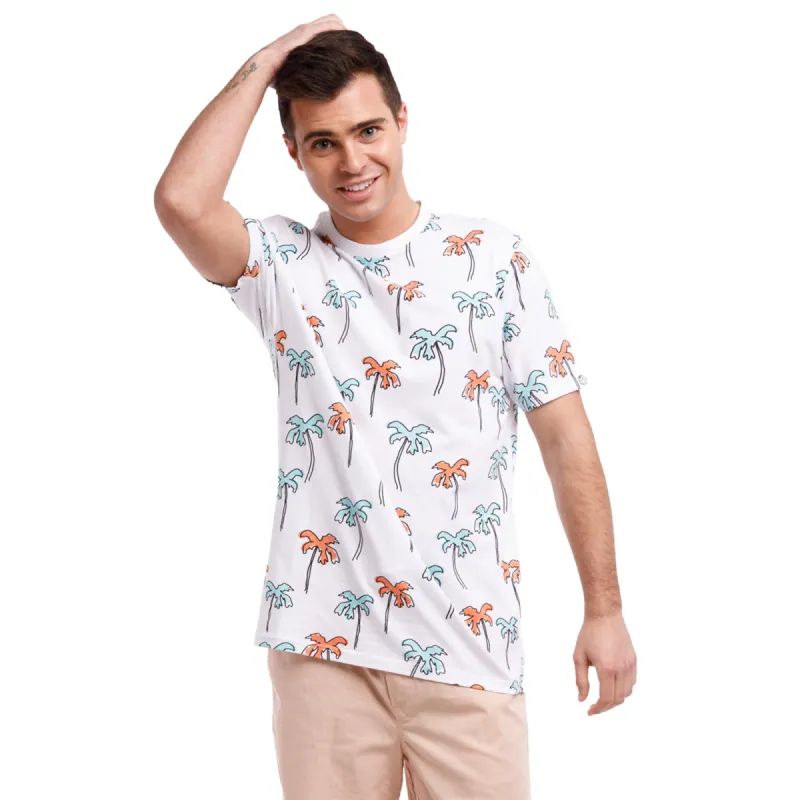 Super Soft Short Sleeve Printed Crew Neck | Cartoon Palms sold by Free Planet