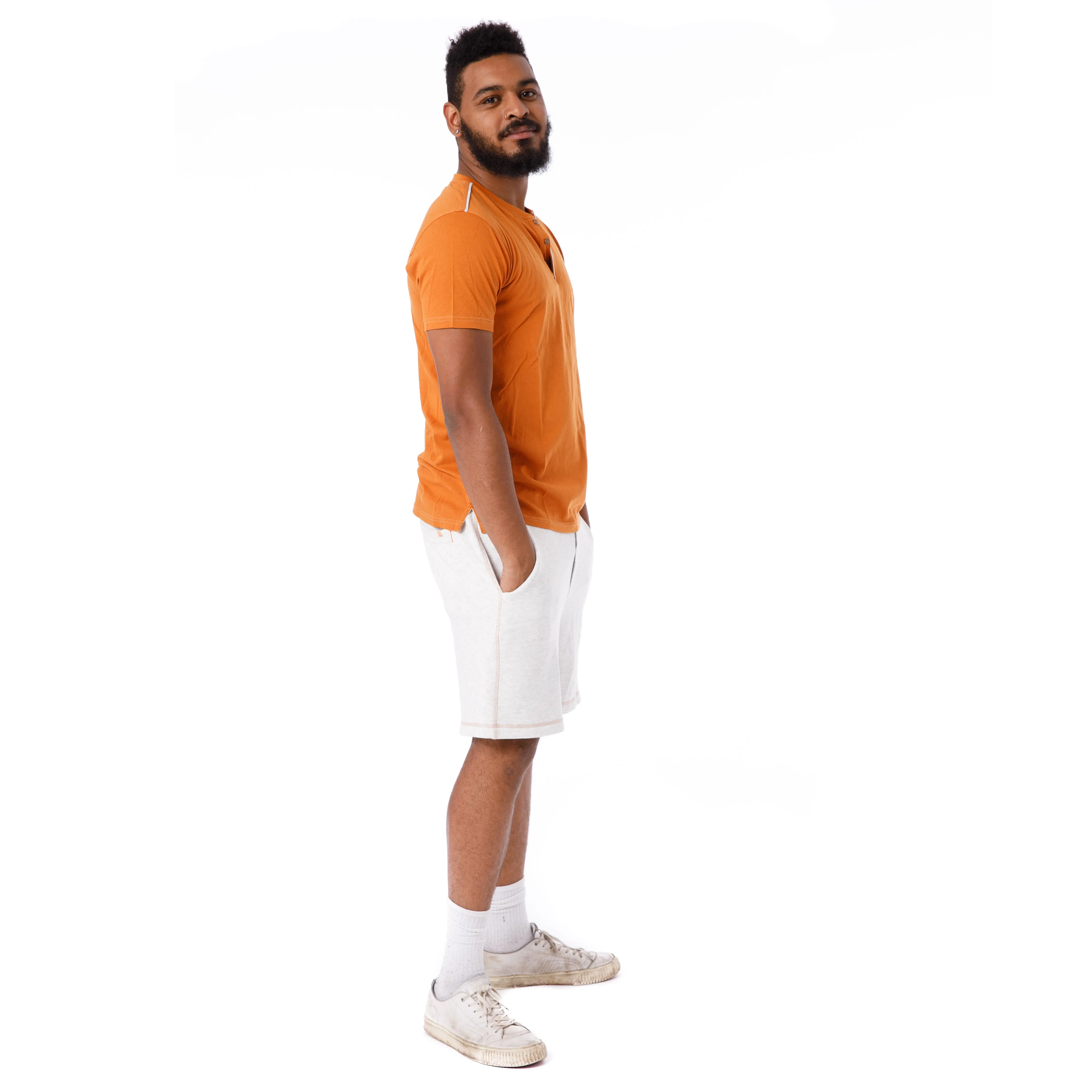 Organic Short Sleeve Henley T-Shirt / Orange sold by Free Planet product image thumbnail 4