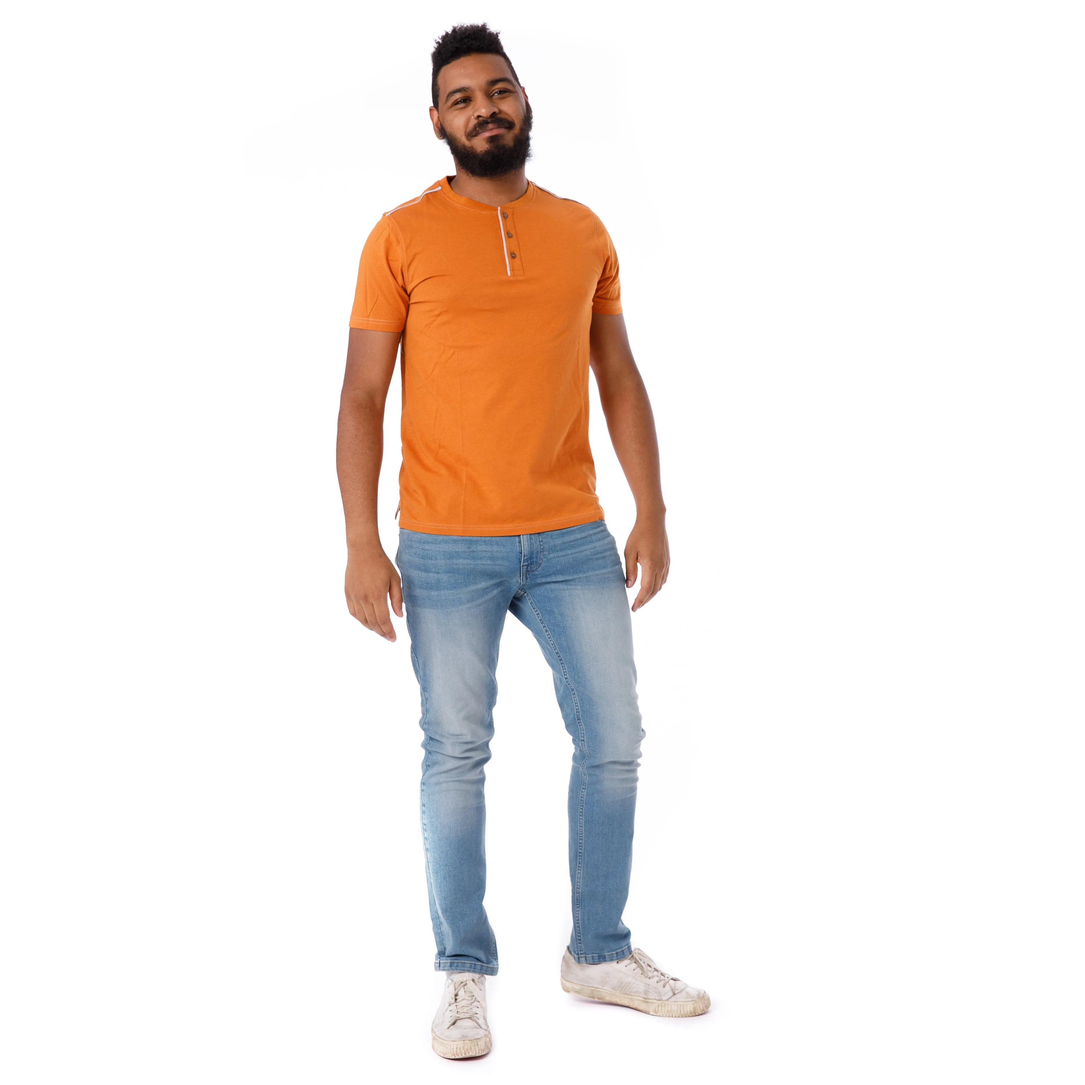 Organic Short Sleeve Henley T-Shirt / Orange sold by Free Planet product image thumbnail 5