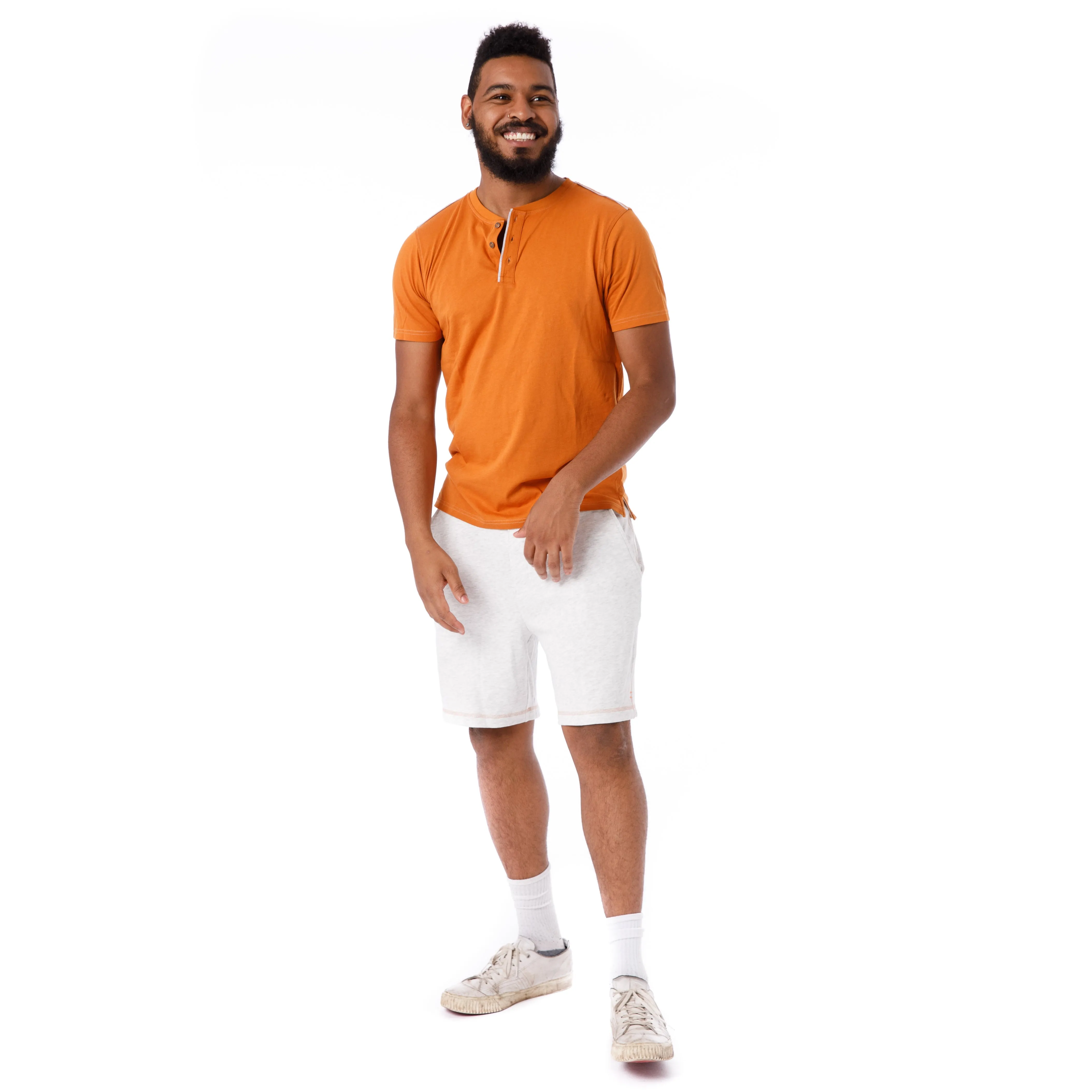 Organic Short Sleeve Henley T-Shirt / Orange sold by Free Planet