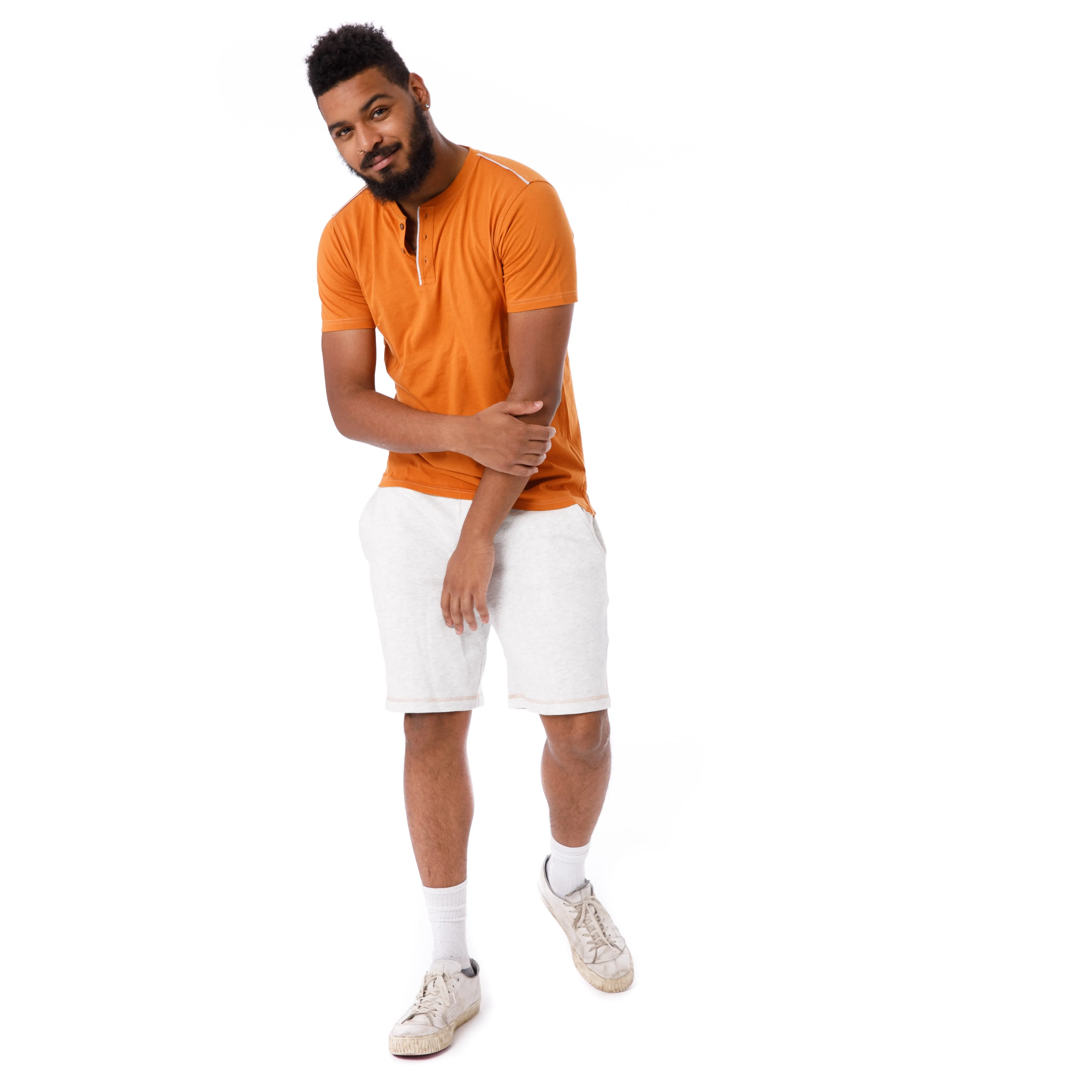 Organic Short Sleeve Henley T-Shirt / Orange sold by Free Planet product image thumbnail 3