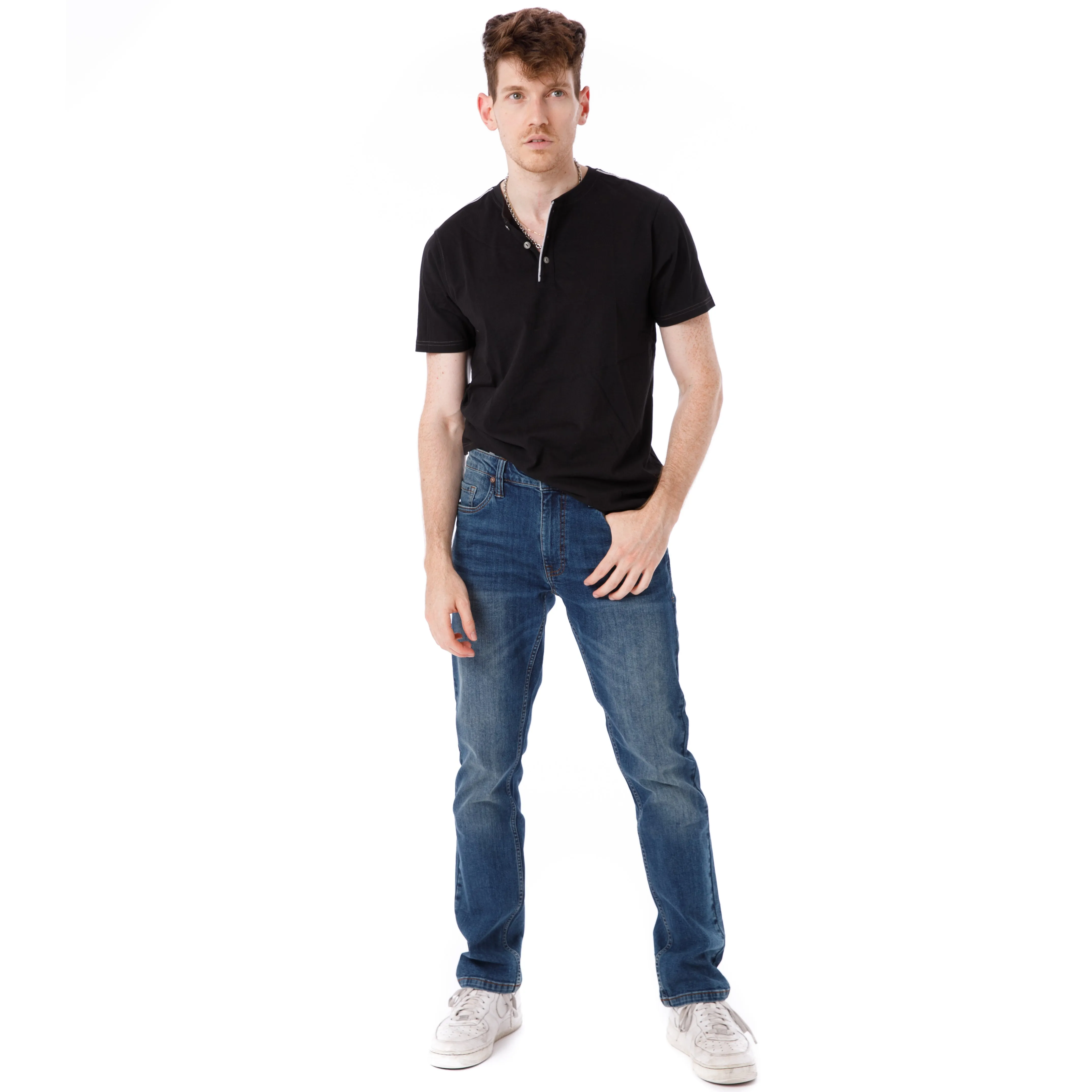 Organic Short Sleeve Henley T-Shirt / Black sold by Free Planet product image thumbnail 2