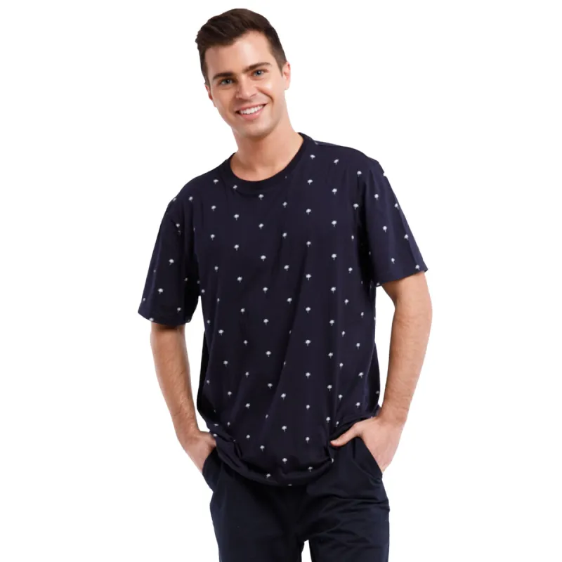 Patterned Print Jersey Crew Neck Tee | Mini Palms sold by Free Planet