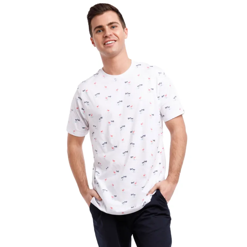 Super Soft Short Sleeve Printed Crew Neck | Flamingos & Palms sold by Free Planet
