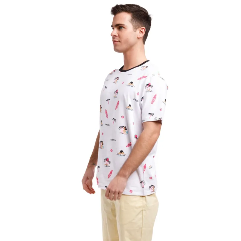 Printed Stretch Short Sleeve Crew Neck Tee | Hula In Hawaii sold by Free Planet