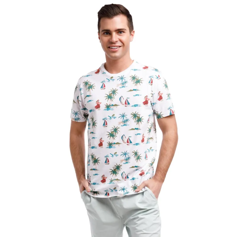 Super Soft Short Sleeve Printed Crew Neck | Hawaiian Vacation sold by Free Planet