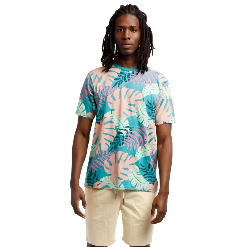 Printed Stretch Short Sleeve Crew Neck Tee | Tropical Forest sold by Free Planet