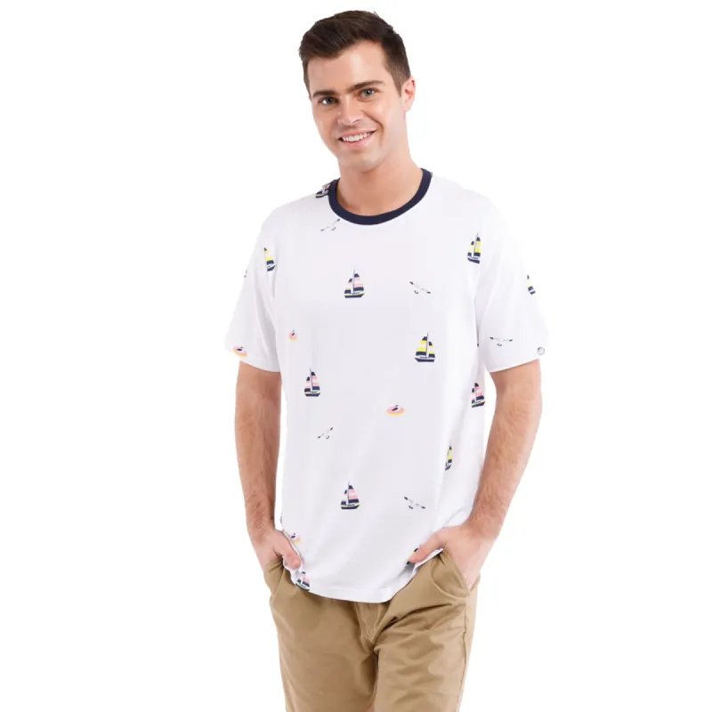 Printed Stretch Short Sleeve Crew Neck Tee | Raise The Sails sold by Free Planet
