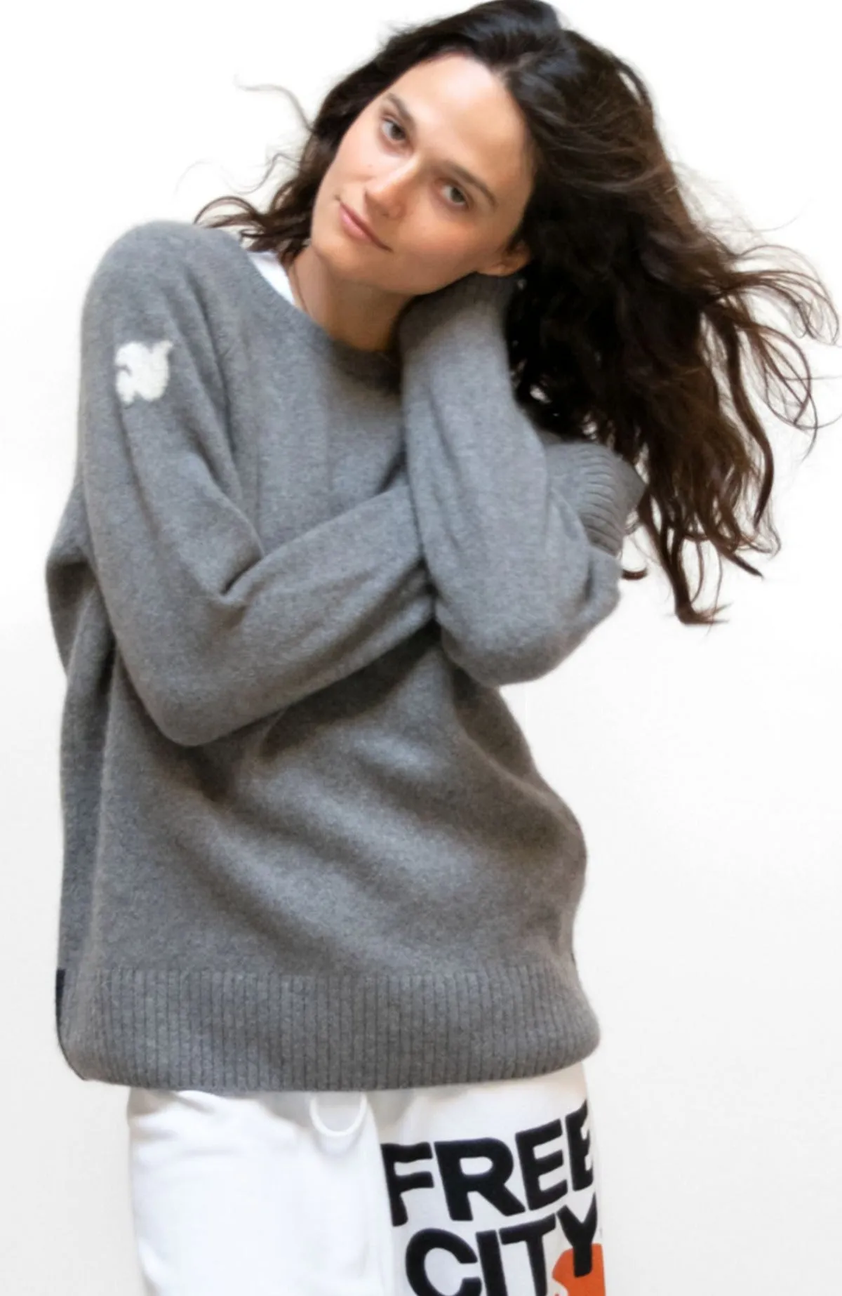 BACKSTRIKE DOVE SUPERLUX CASHMERE crew - dovegray/deeplynavy sold by freecity product image thumbnail 4