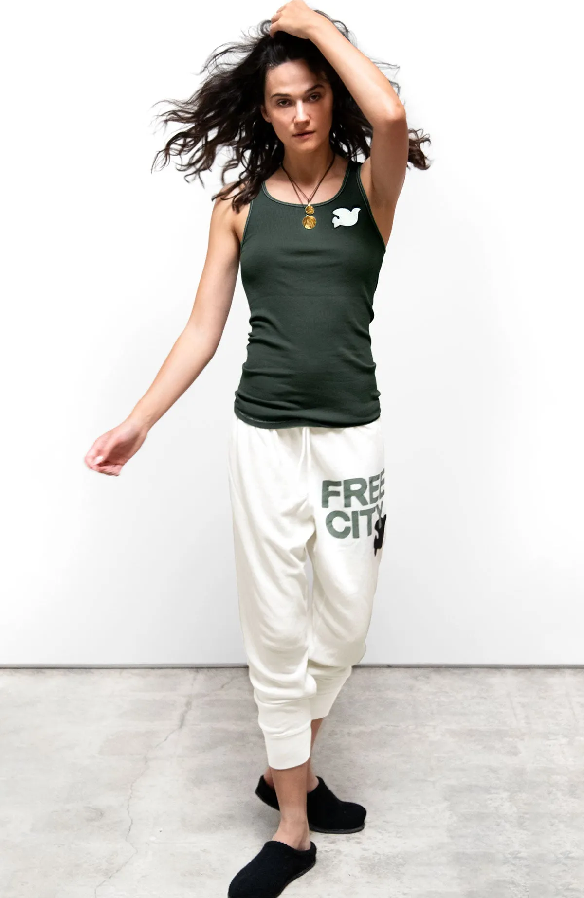FREECITY 3/4 sweats - creamy/army sold by freecity product image thumbnail 2