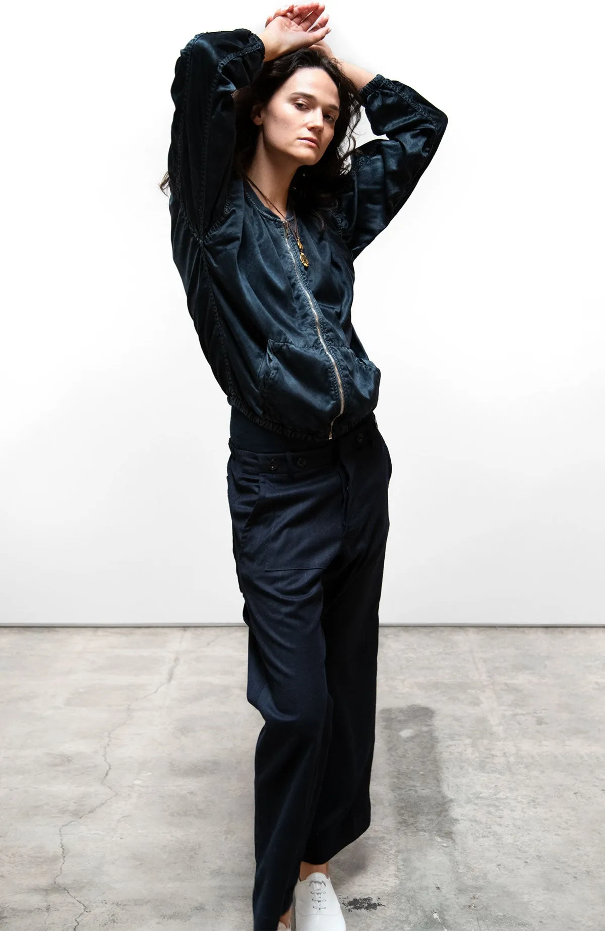SATIN BOMBER/SHELL - superblack/glass sold by freecity