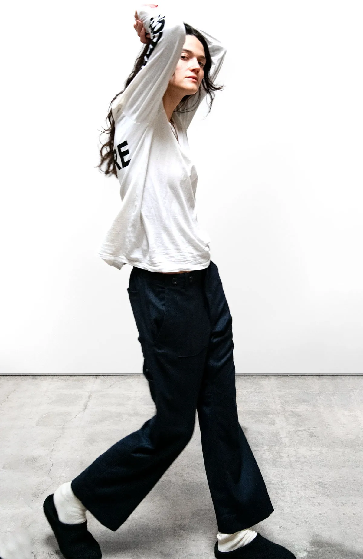 CASHMERE BLEND FRENCH SAILOR PANT - deeply navy sold by freecity product image thumbnail 5