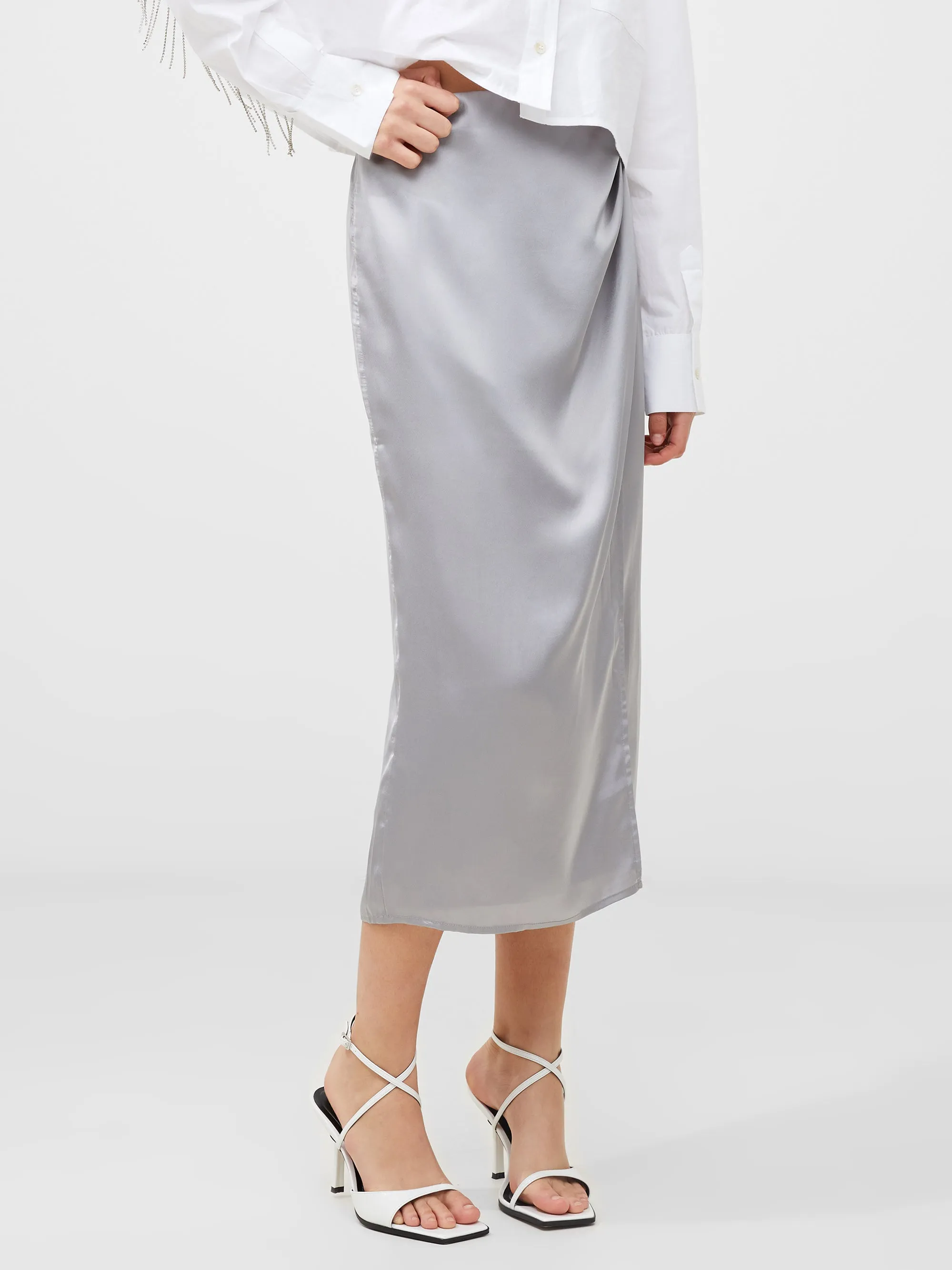 Inu Satin Midi Wrap Skirt sold by French Connection product image thumbnail 2