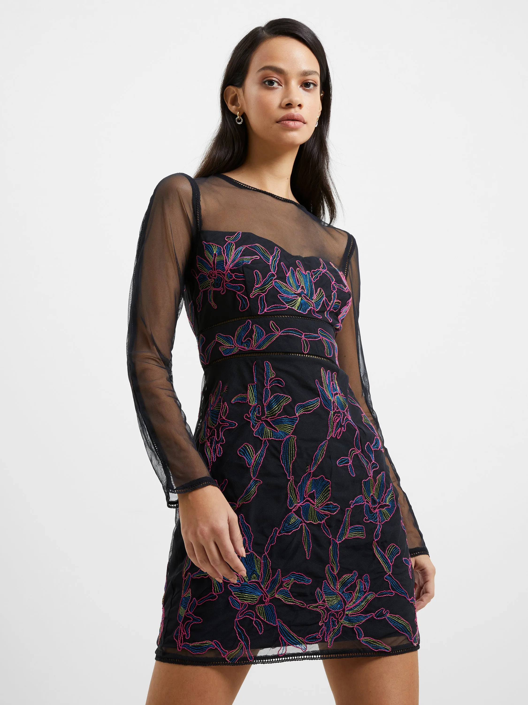 Emilia Embroidered Mesh Sleeve Dress sold by French Connection product image thumbnail 2