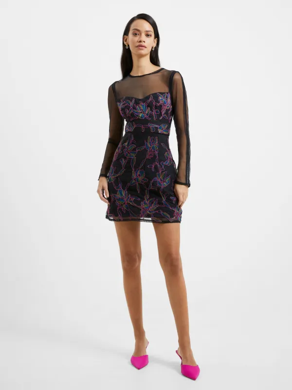 Emilia Embroidered Mesh Sleeve Dress sold by French Connection