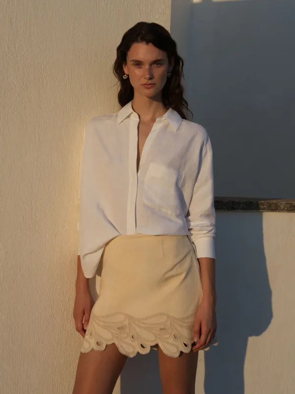 Ateena Twill Embroidered Mini Skirt made by French Connection